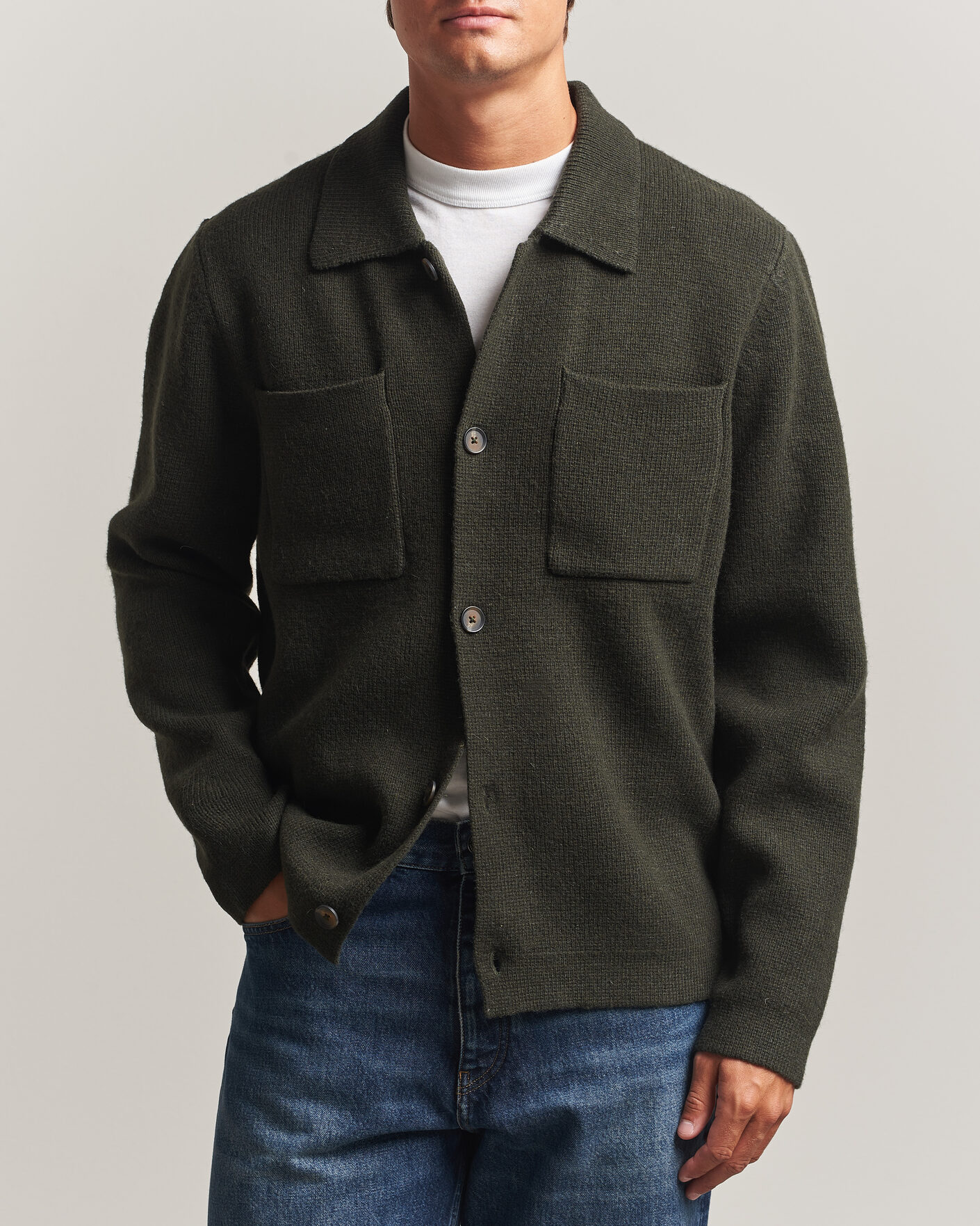 Homme | Pulls Et Tricots | LES DEUX | Milano Knit Overshirt Rosin Green