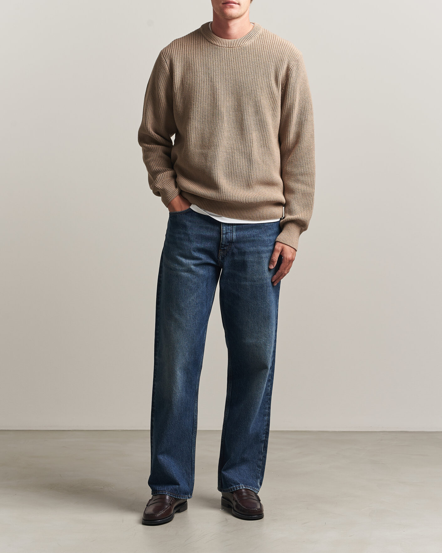 Homme | Pulls Et Tricots | LES DEUX | Rib Crewneck Knit Dark Sand