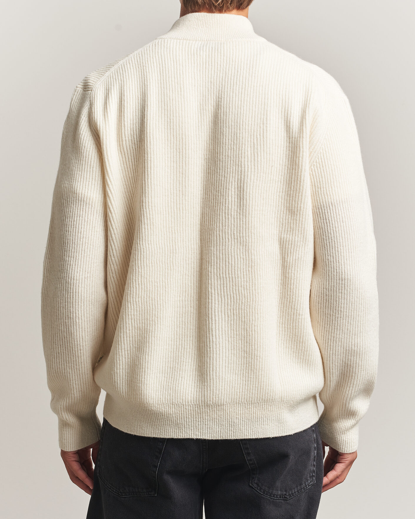 Homme | Pulls Et Tricots | LES DEUX | Wool Rib Zipper Knit Ivory Melange