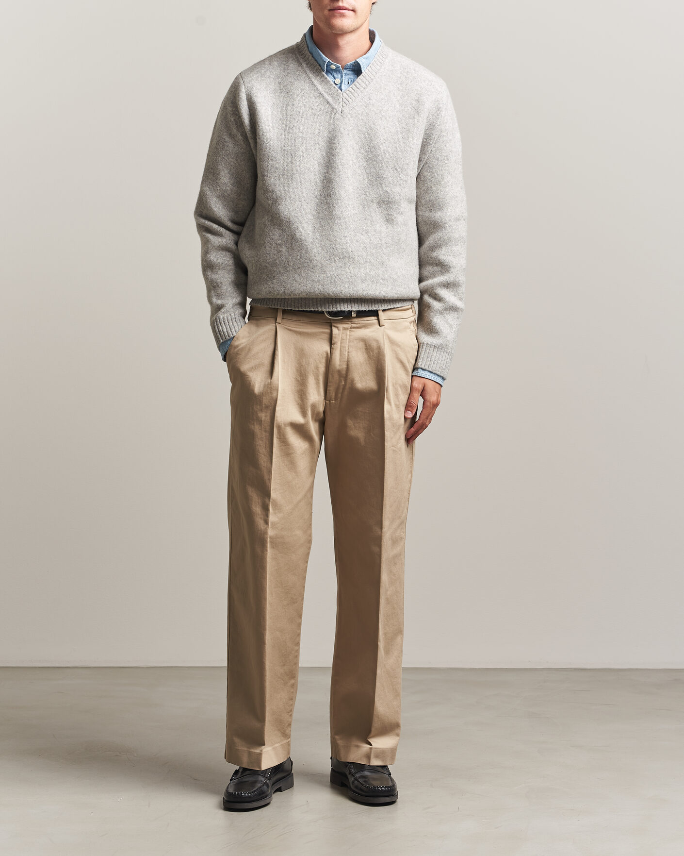 Homme | Pulls Et Tricots | LES DEUX | Melange V-Neck Knit Grey Melange