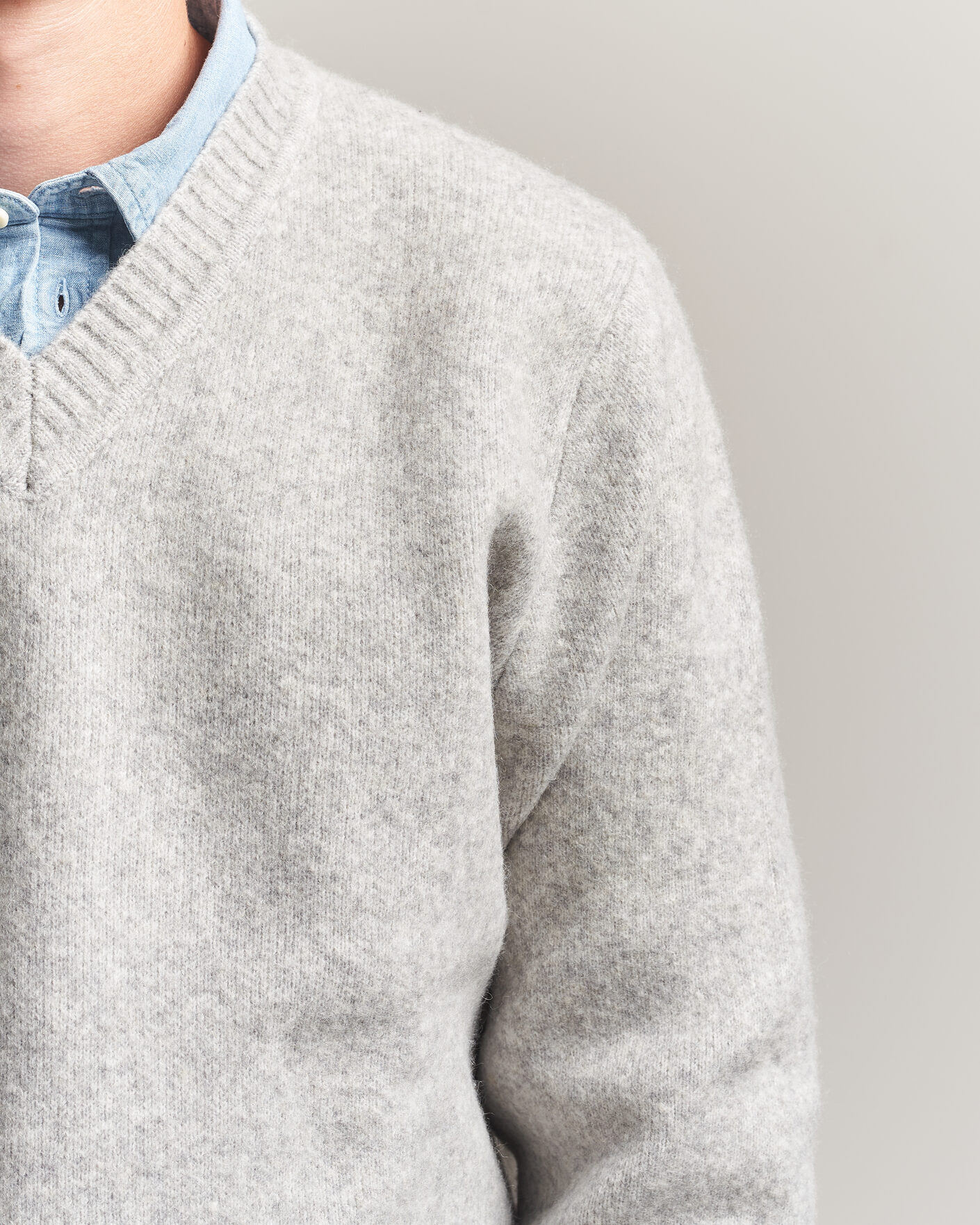 Homme | Pulls Et Tricots | LES DEUX | Melange V-Neck Knit Grey Melange