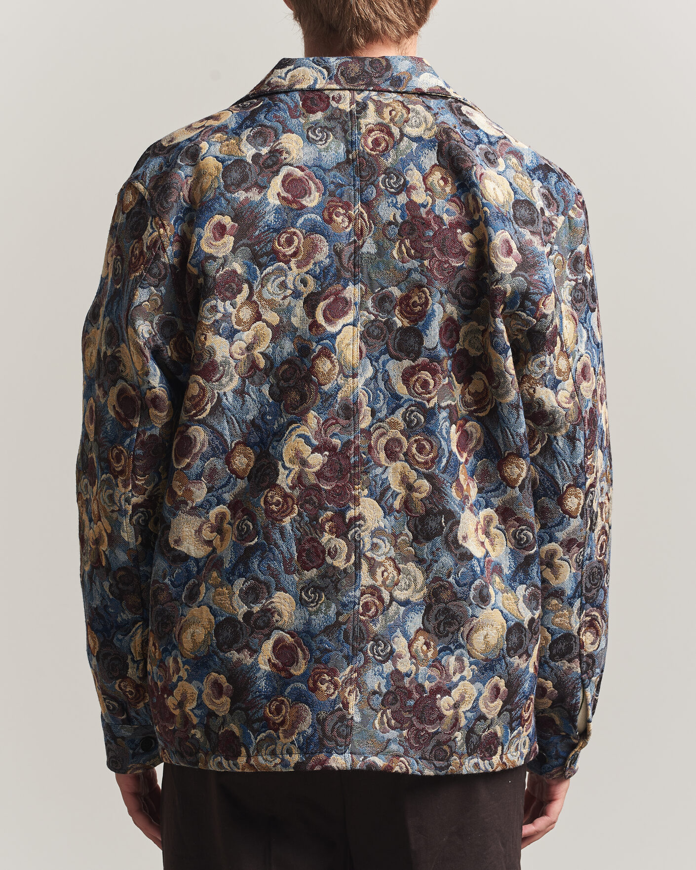 Homme | Chemises | LES DEUX | Flower Jaquard Overshirt Blue Multi