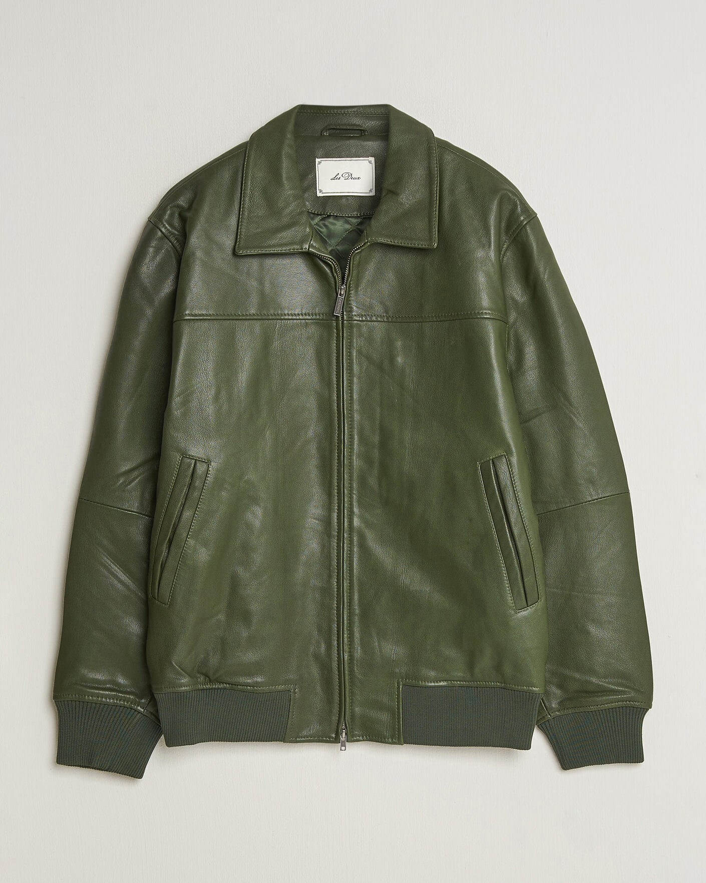 Homme | Manteaux Et Vestes | LES DEUX | Leather Varsity Jacket Rifle Green