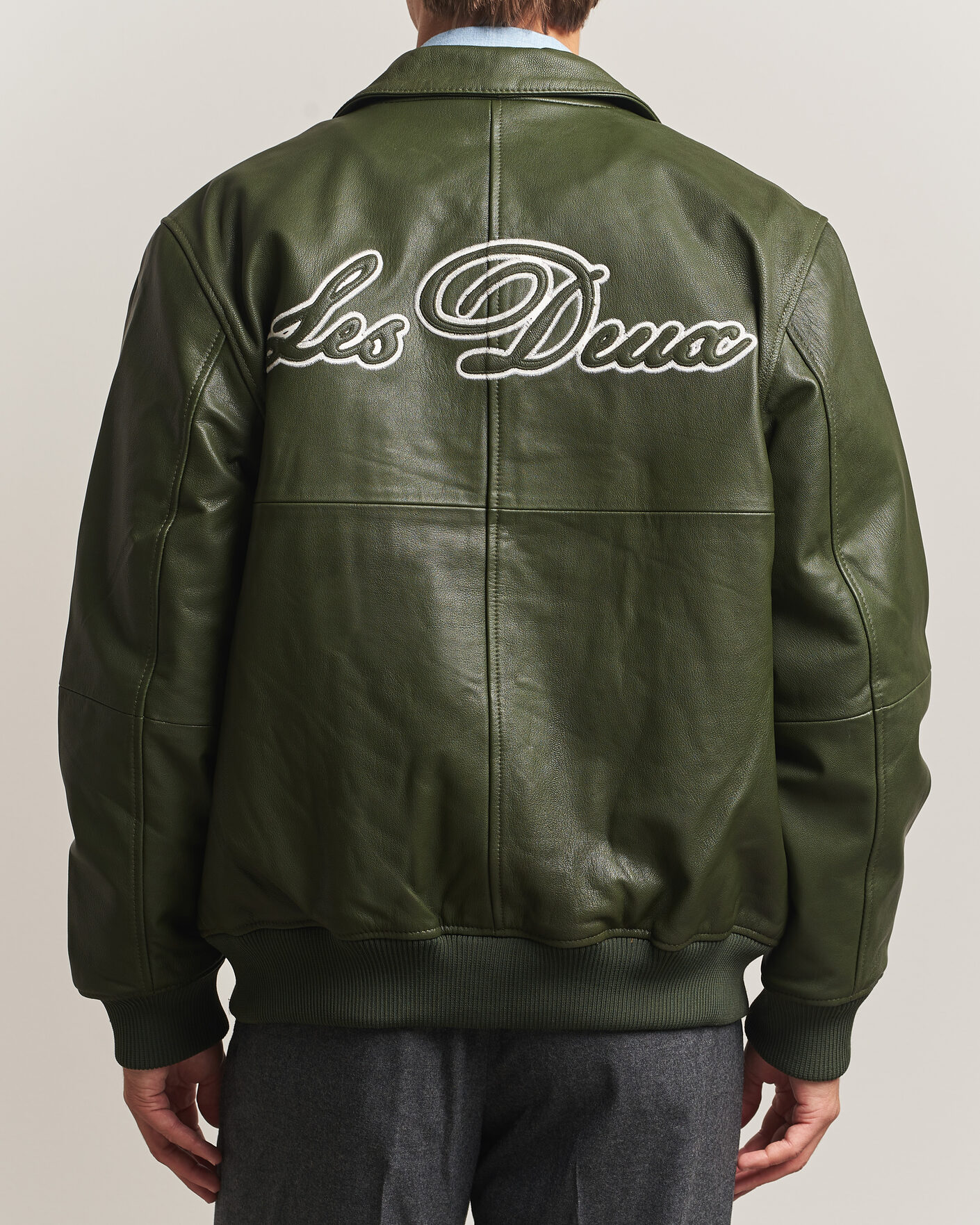 Homme | Manteaux Et Vestes | LES DEUX | Leather Varsity Jacket Rifle Green