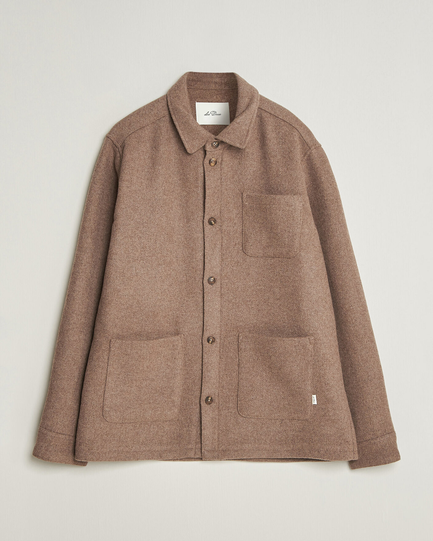 Homme | Chemises | LES DEUX | Wool Overshirt Dark Sand Melange