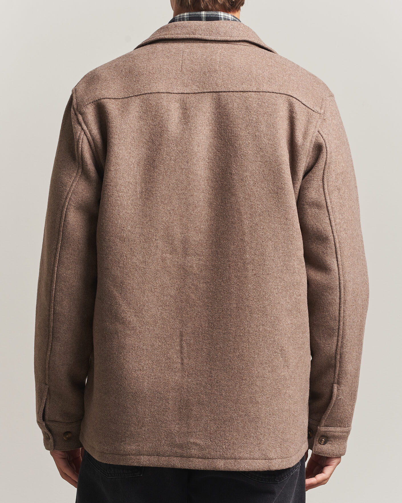 Homme | Chemises | LES DEUX | Wool Overshirt Dark Sand Melange