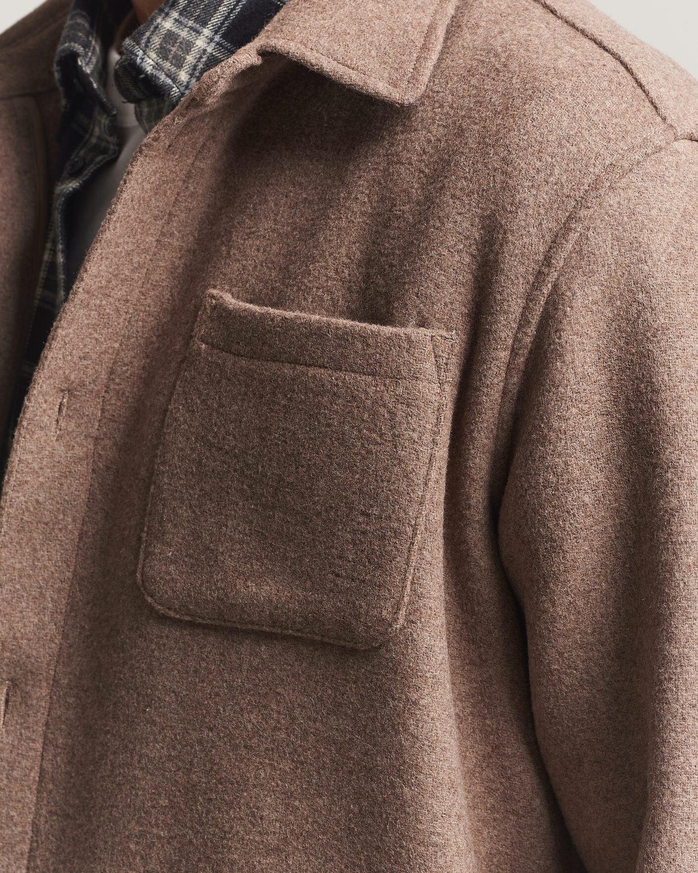 Homme | Chemises | LES DEUX | Wool Overshirt Dark Sand Melange