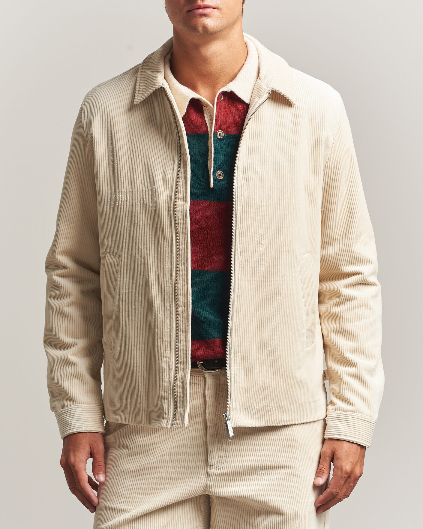 Homme | Manteaux Et Vestes | LES DEUX | Corduroy Zipper Coach Jacket Ivory