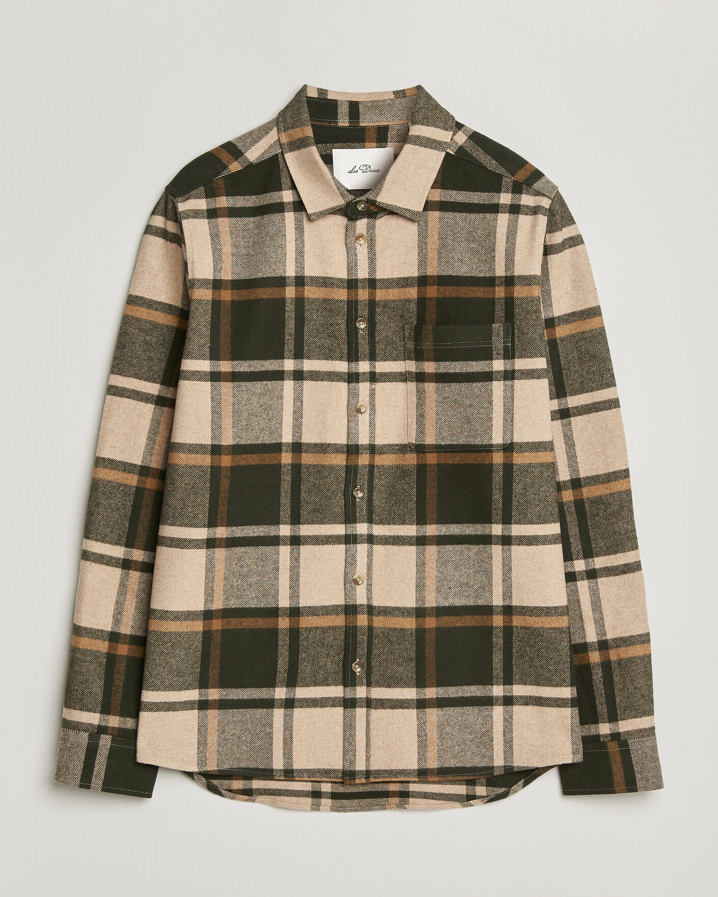 Homme | Chemises | LES DEUX | Check Flannel Shirt Rosin Green