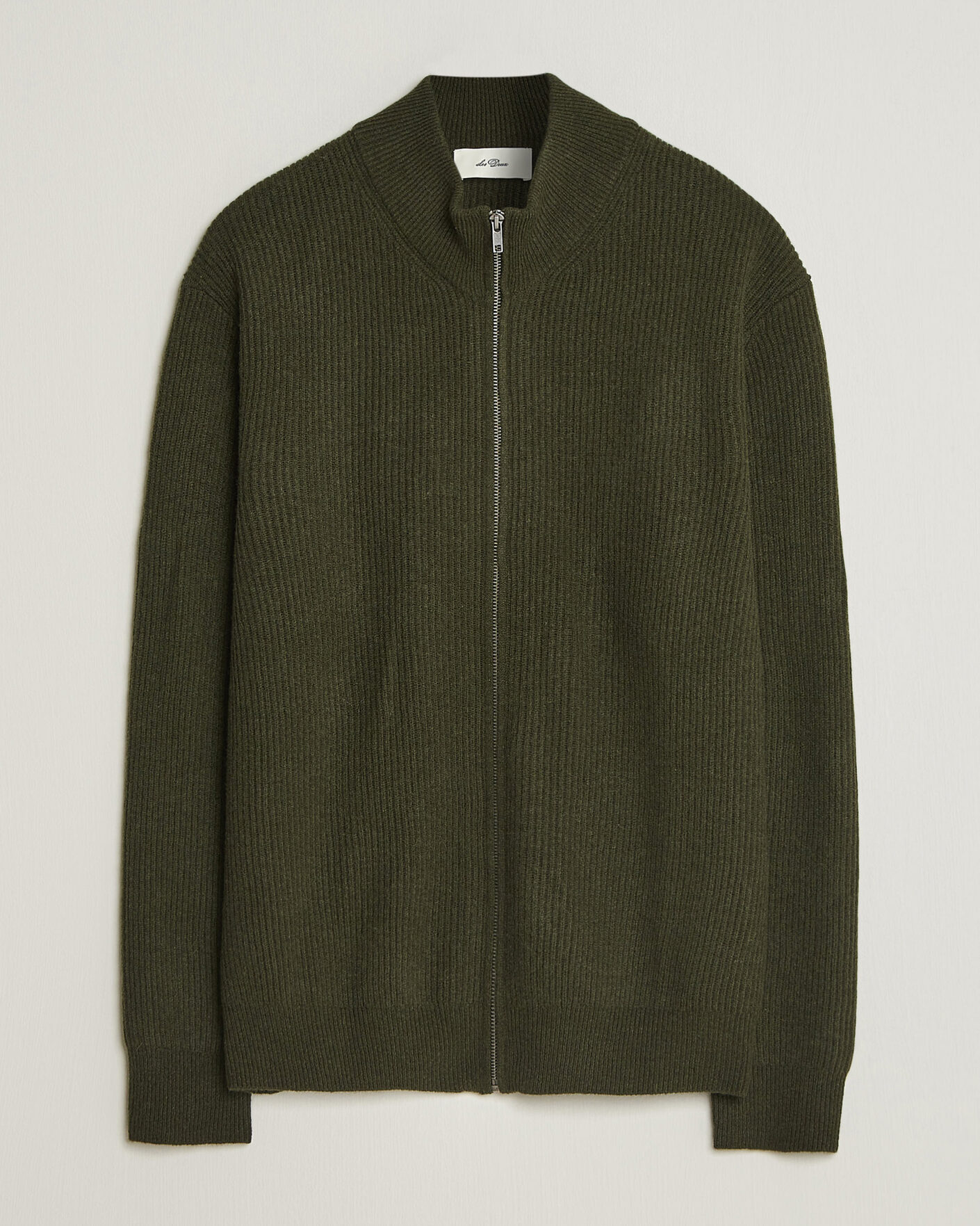 Homme | Pulls Et Tricots | LES DEUX | Wool Rib Knitter Zip Rosin Green