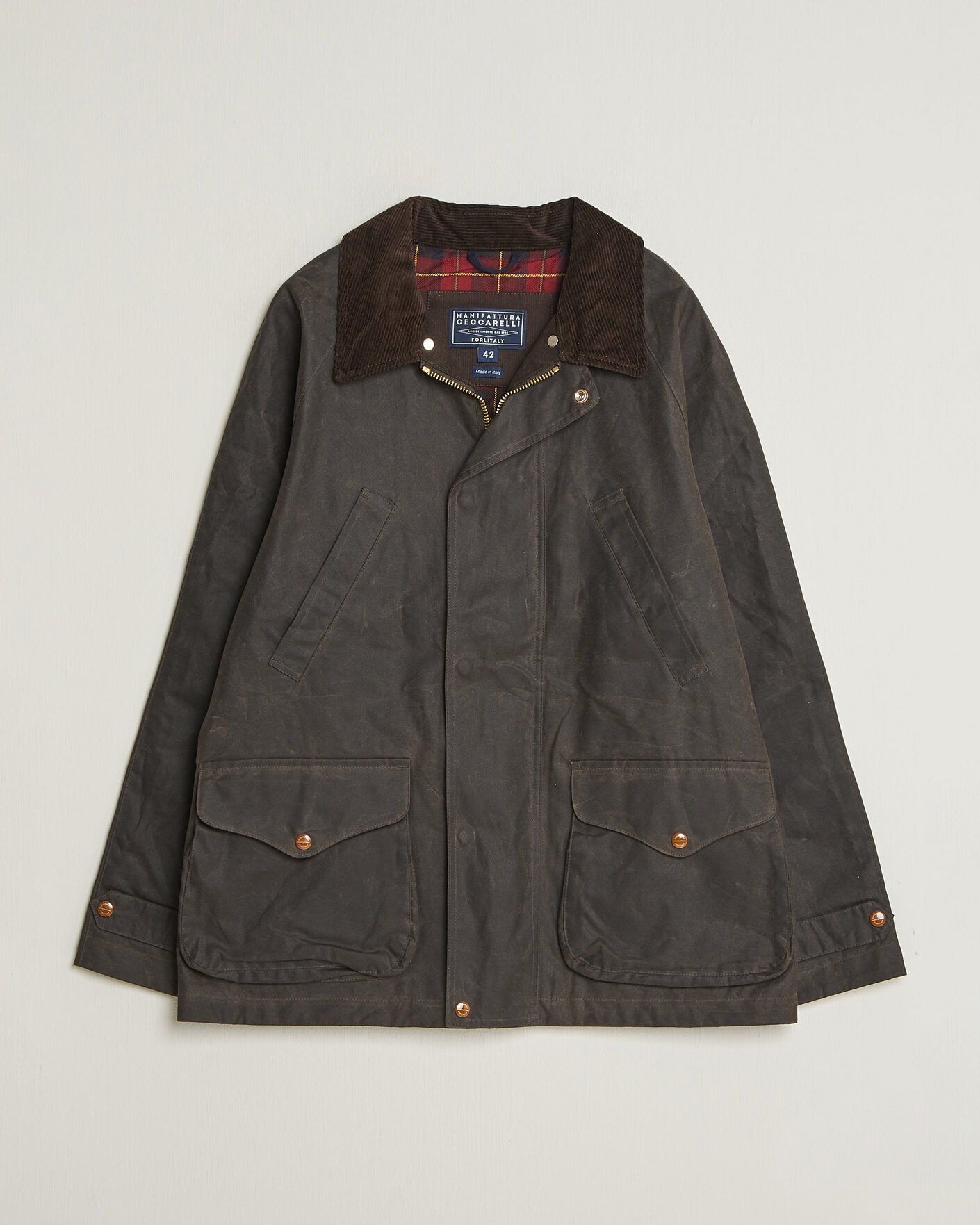 Homme | Manteaux Et Vestes | Manifattura Ceccarelli | Rain Caban Wax Cloth Chocolate