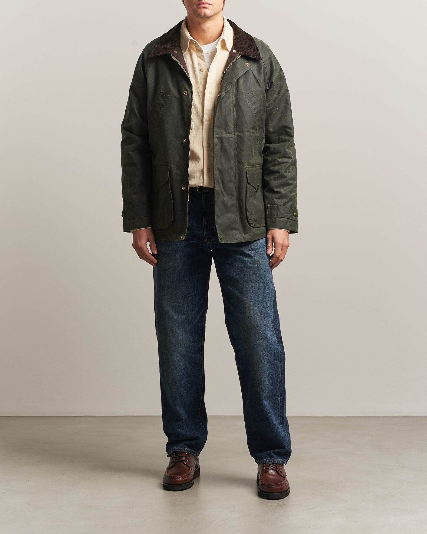 Homme | Manteaux Et Vestes | Manifattura Ceccarelli | Rain Caban Wax Cloth Dark Green