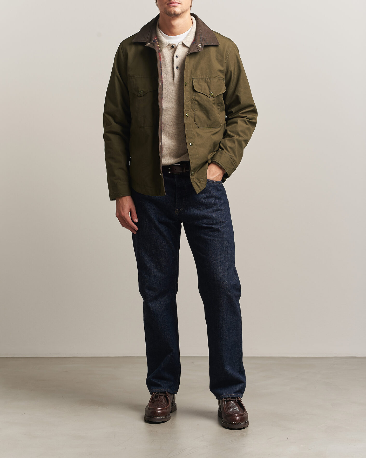 Homme | Manteaux Et Vestes | Manifattura Ceccarelli | Double Pocket Shirt Jacket Military Green