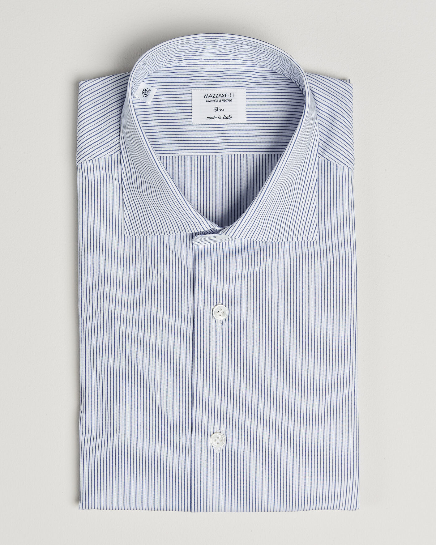 Homme | Chemises | Mazzarelli | Soft Cotton Popeline Shirt Blue Stripe