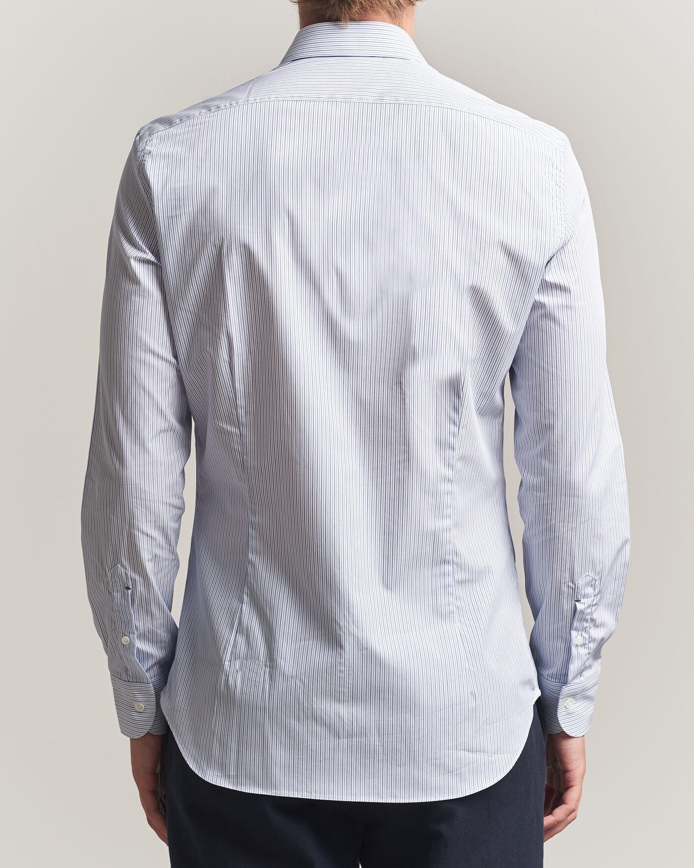 Homme | Chemises | Mazzarelli | Soft Cotton Popeline Shirt Blue Stripe