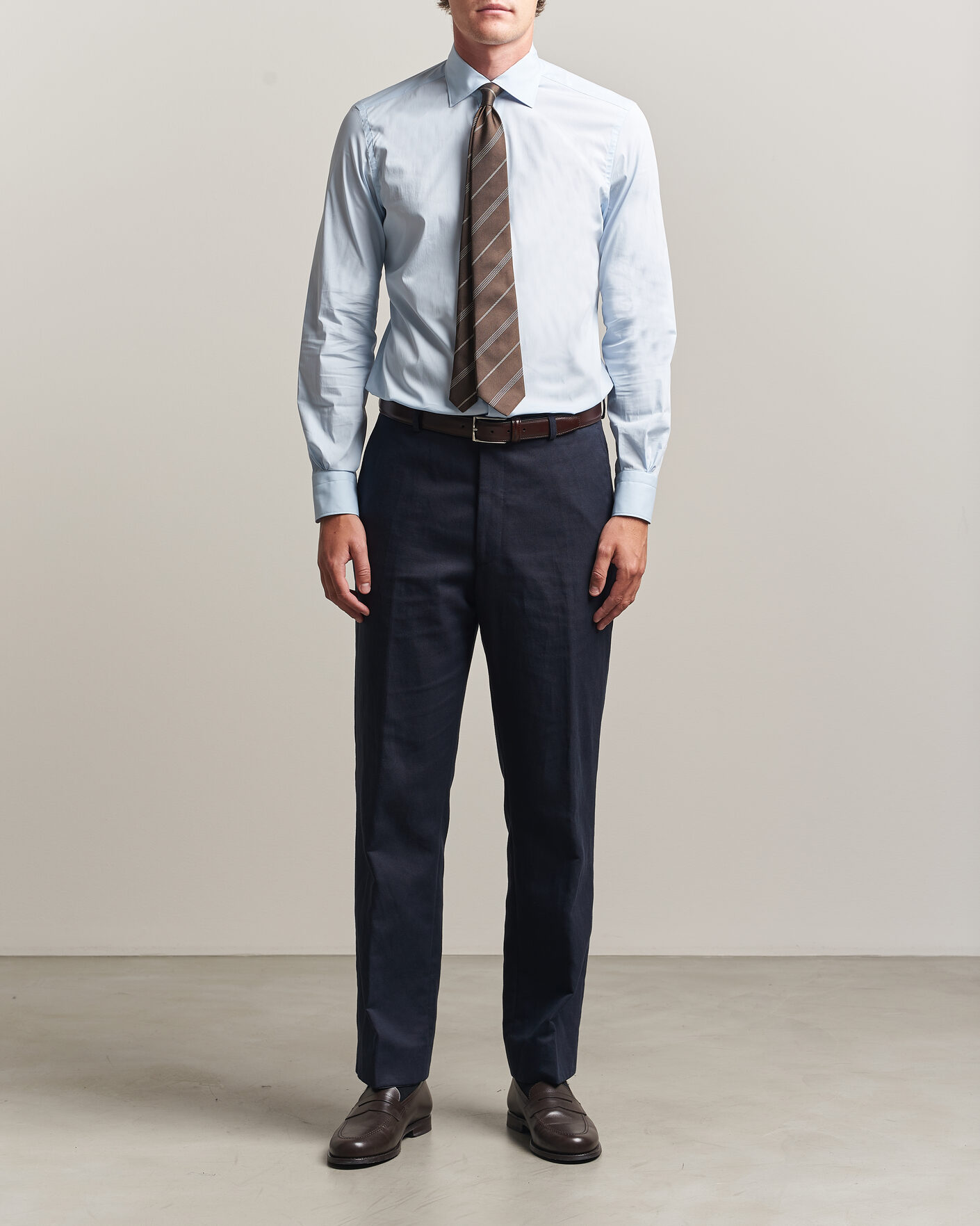 Homme | Chemises | Mazzarelli | Soft Cotton Popeline Shirt Light Blue