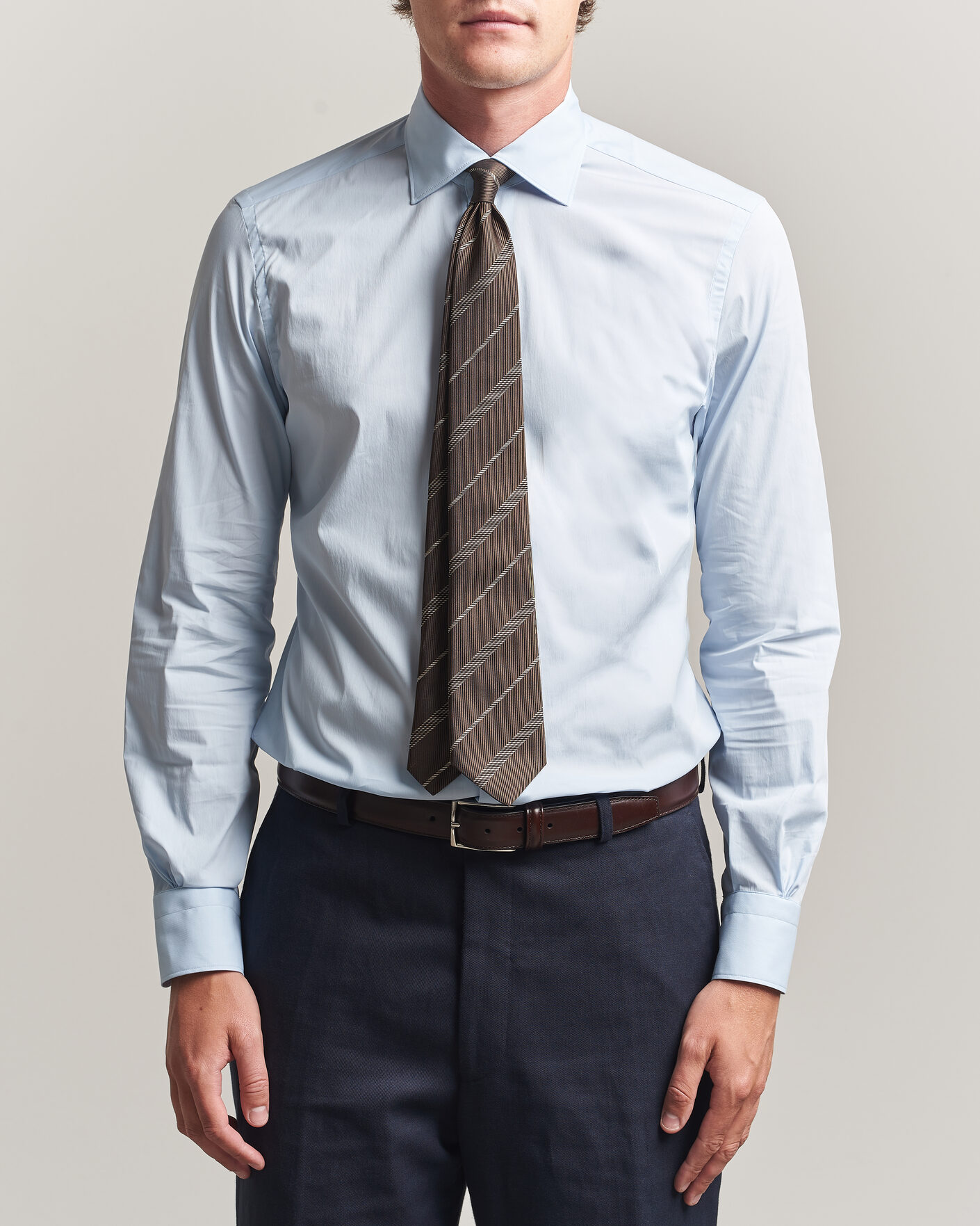 Homme | Chemises | Mazzarelli | Soft Cotton Popeline Shirt Light Blue