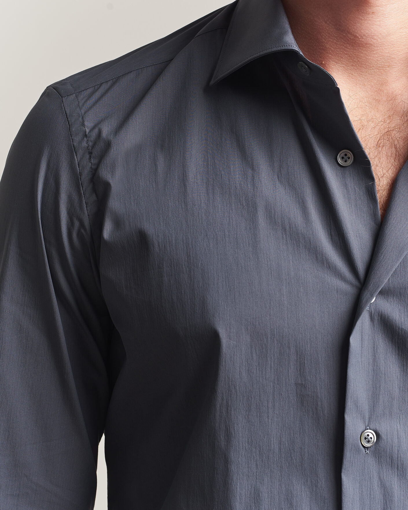 Homme | Chemises | Mazzarelli | Soft Cotton Popeline Shirt Grey