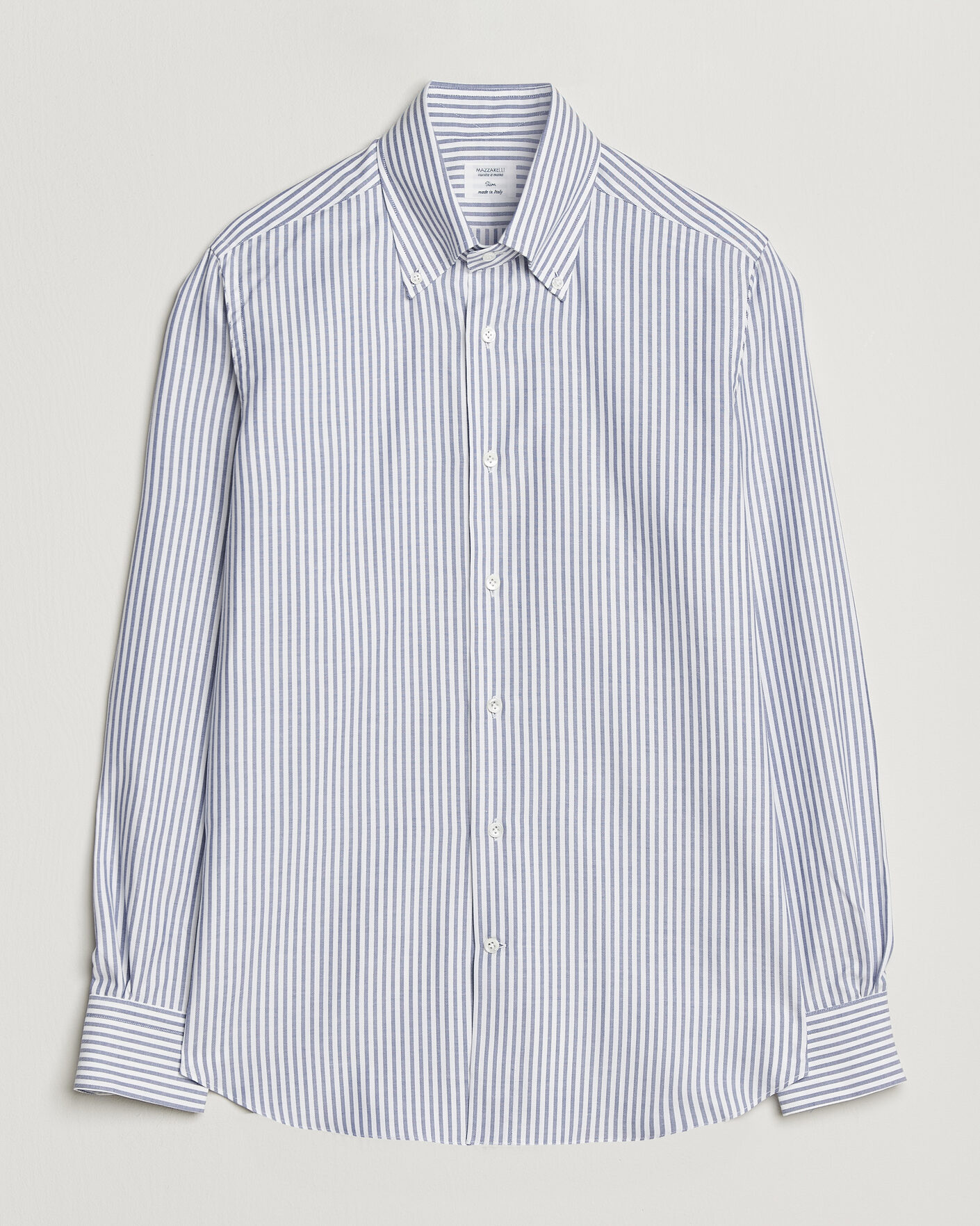 Homme | Chemises | Mazzarelli | Soft Oxford Button Down Shirt Blue Stripe