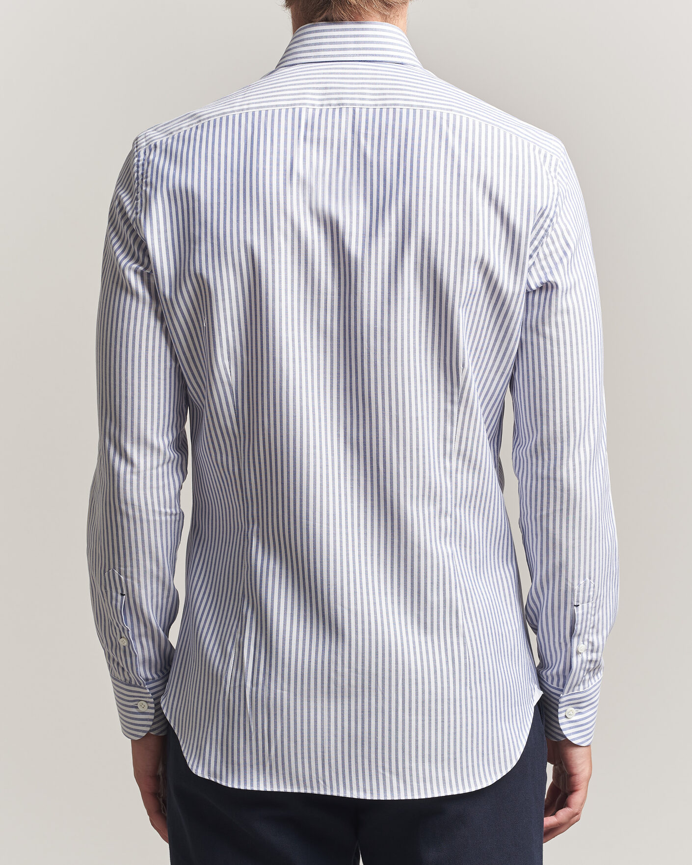 Homme | Chemises | Mazzarelli | Soft Oxford Button Down Shirt Blue Stripe