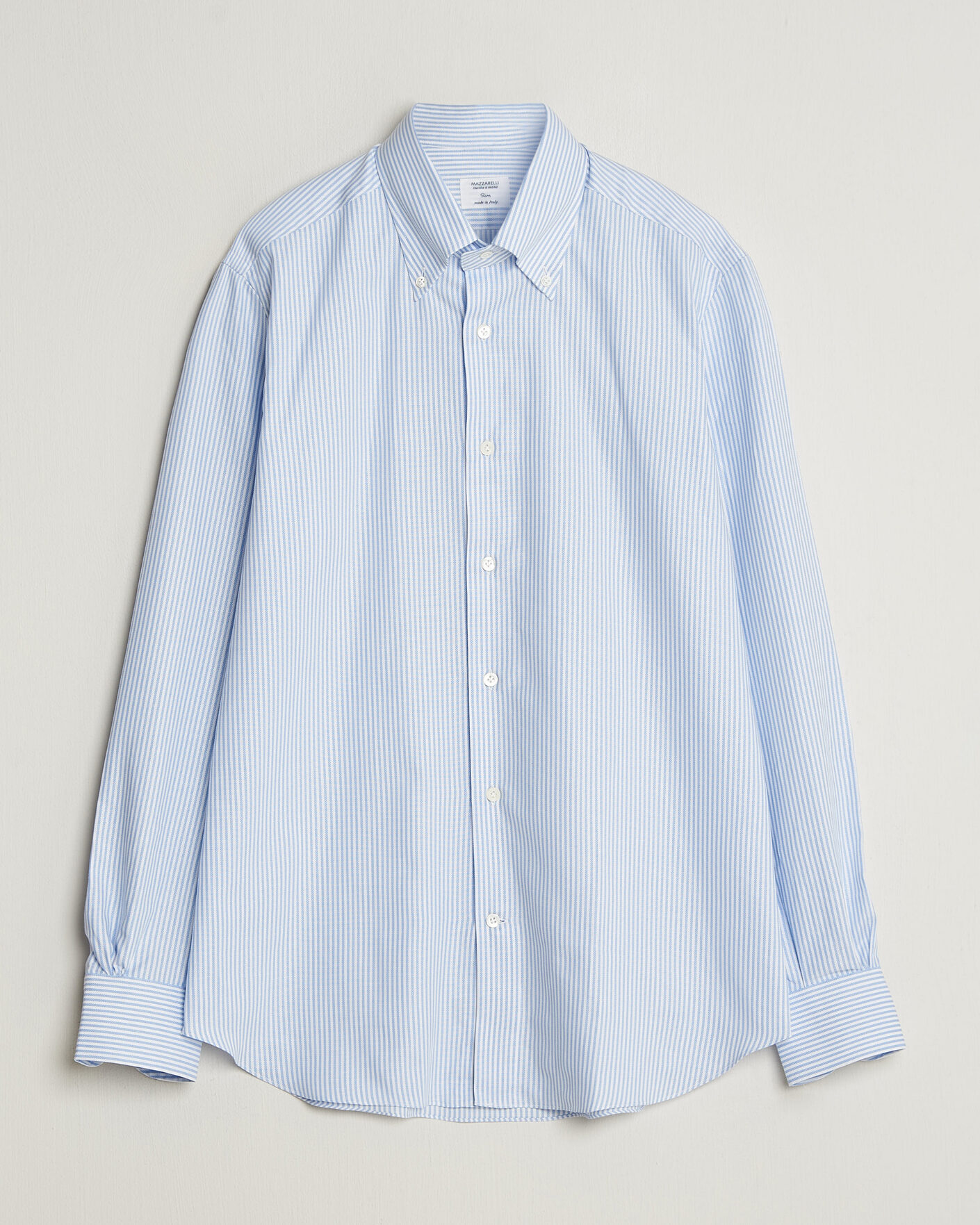 Homme | Chemises | Mazzarelli | Soft Oxford Button Down Shirt Light Blue Stripe