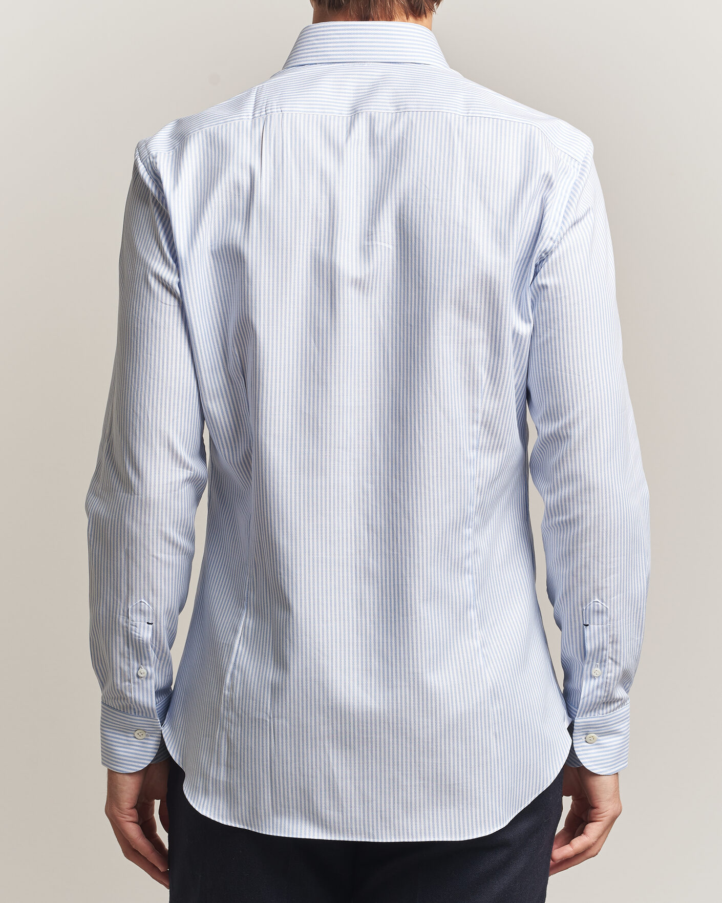 Homme | Chemises | Mazzarelli | Soft Oxford Button Down Shirt Light Blue Stripe