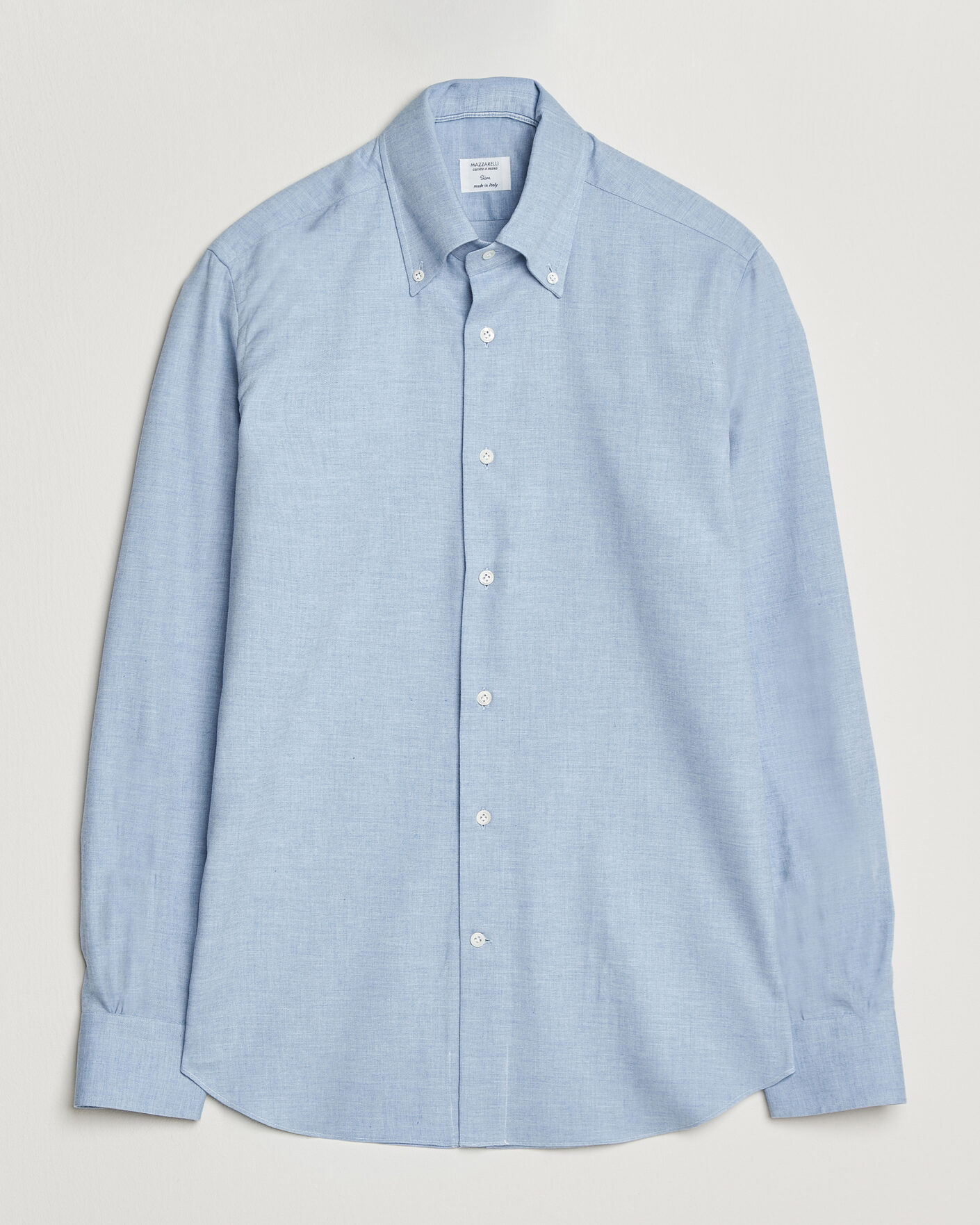 Homme | Chemises | Mazzarelli | Soft Flannel Button Down Shirt Light Blue