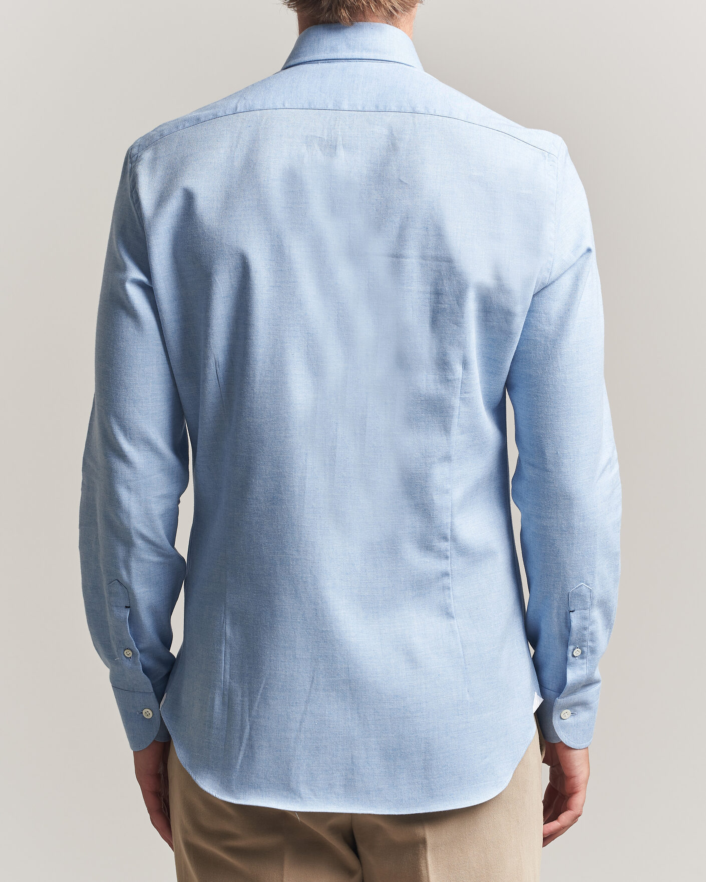 Homme | Chemises | Mazzarelli | Soft Flannel Button Down Shirt Light Blue