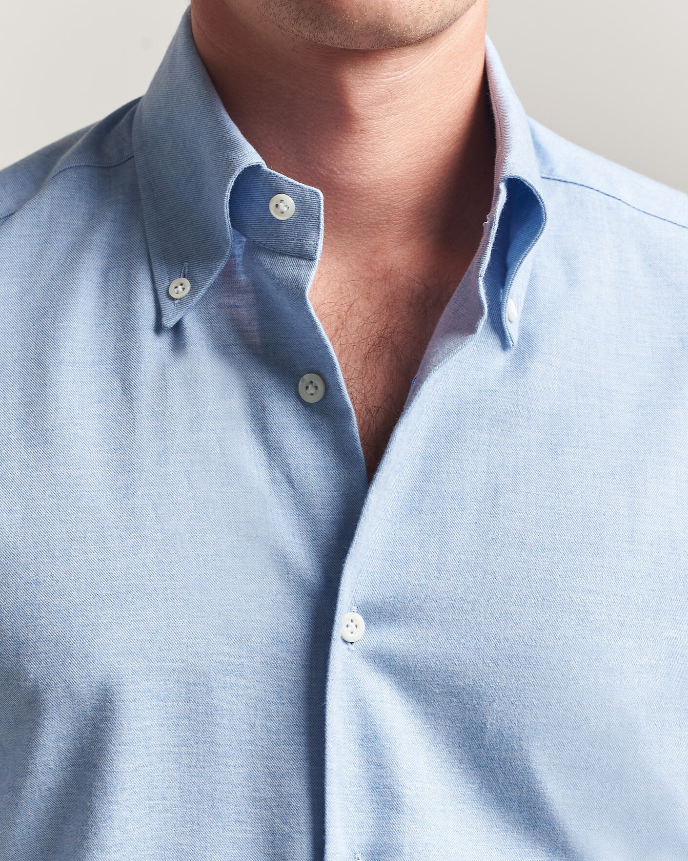 Homme | Chemises | Mazzarelli | Soft Flannel Button Down Shirt Light Blue