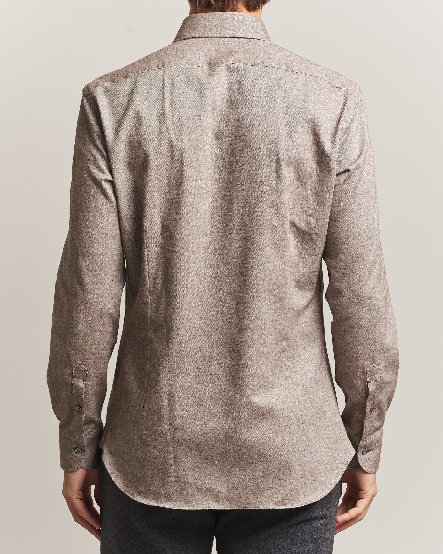 Homme | Chemises | Mazzarelli | Soft Flannel Button Down Shirt Taupe