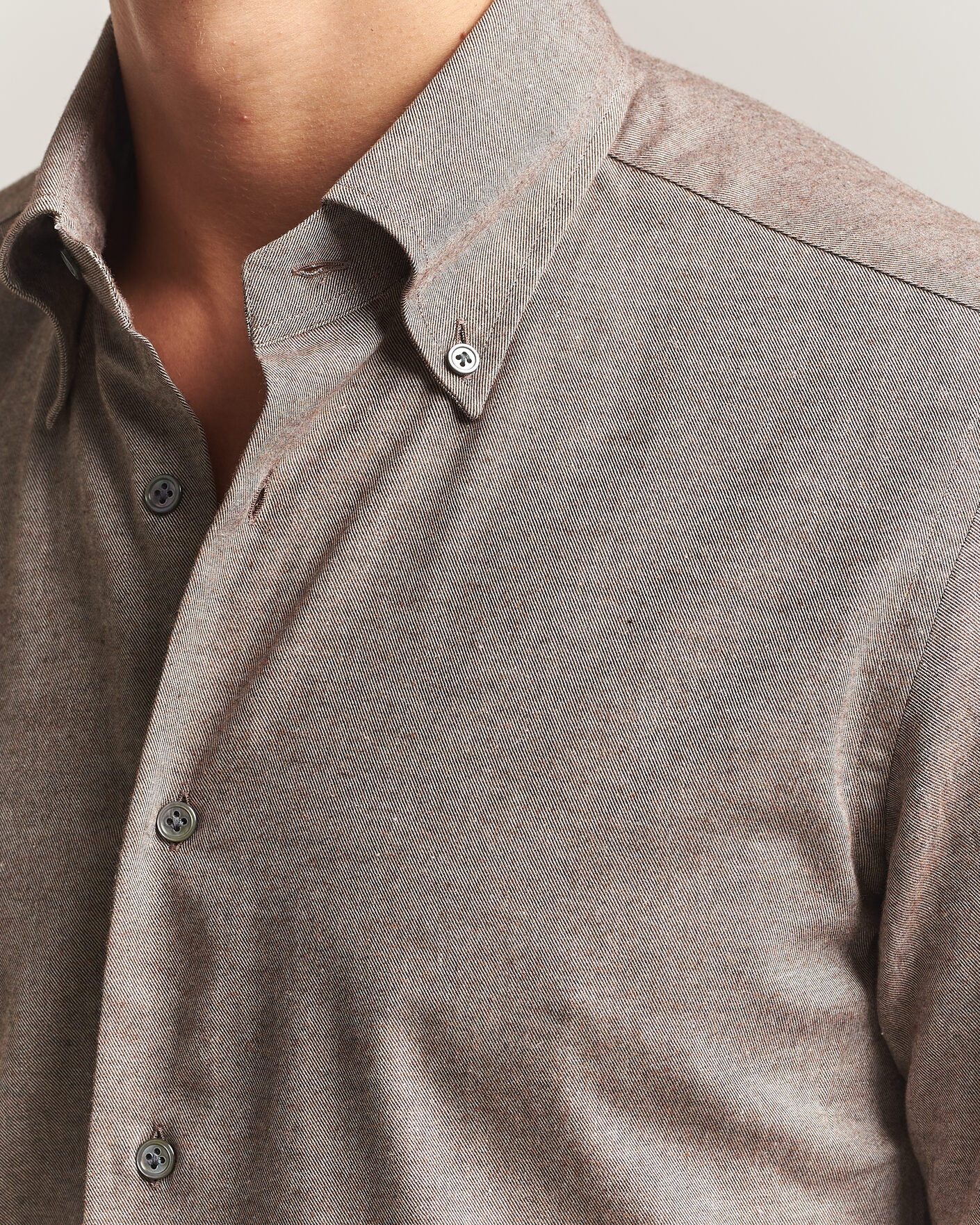 Homme | Chemises | Mazzarelli | Soft Flannel Button Down Shirt Taupe
