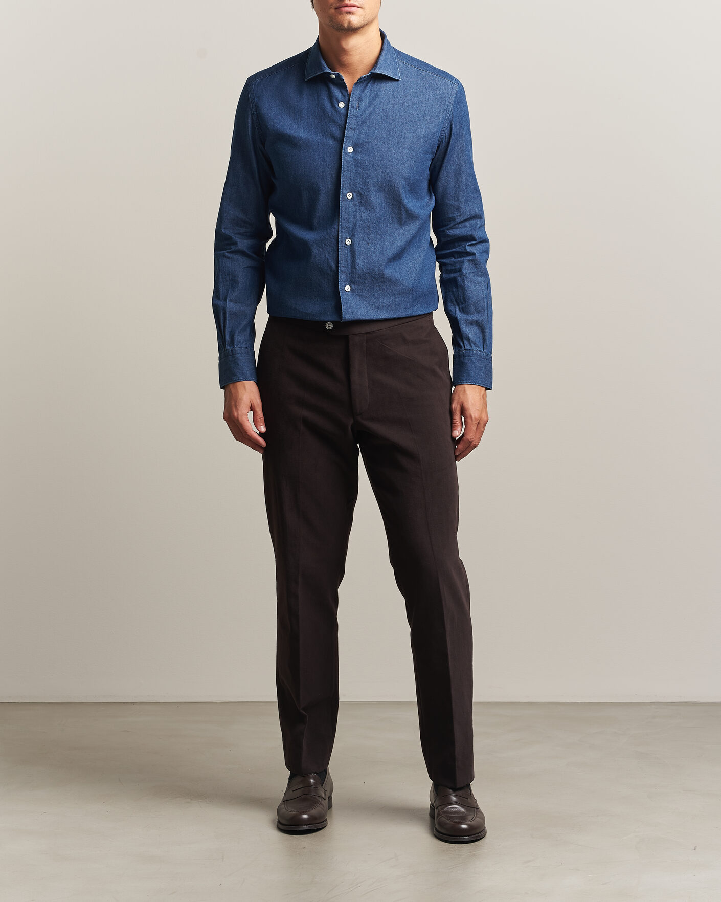 Homme | Chemises | Mazzarelli | Soft Denim Shirt Blue Wash