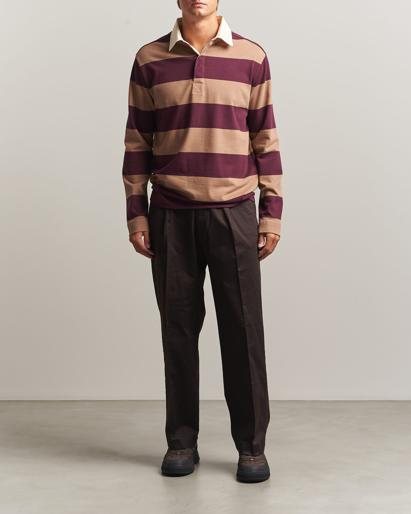 Homme | Pulls Et Tricots | Moncler | Striped Rugby Sweater Brown/Burgundy