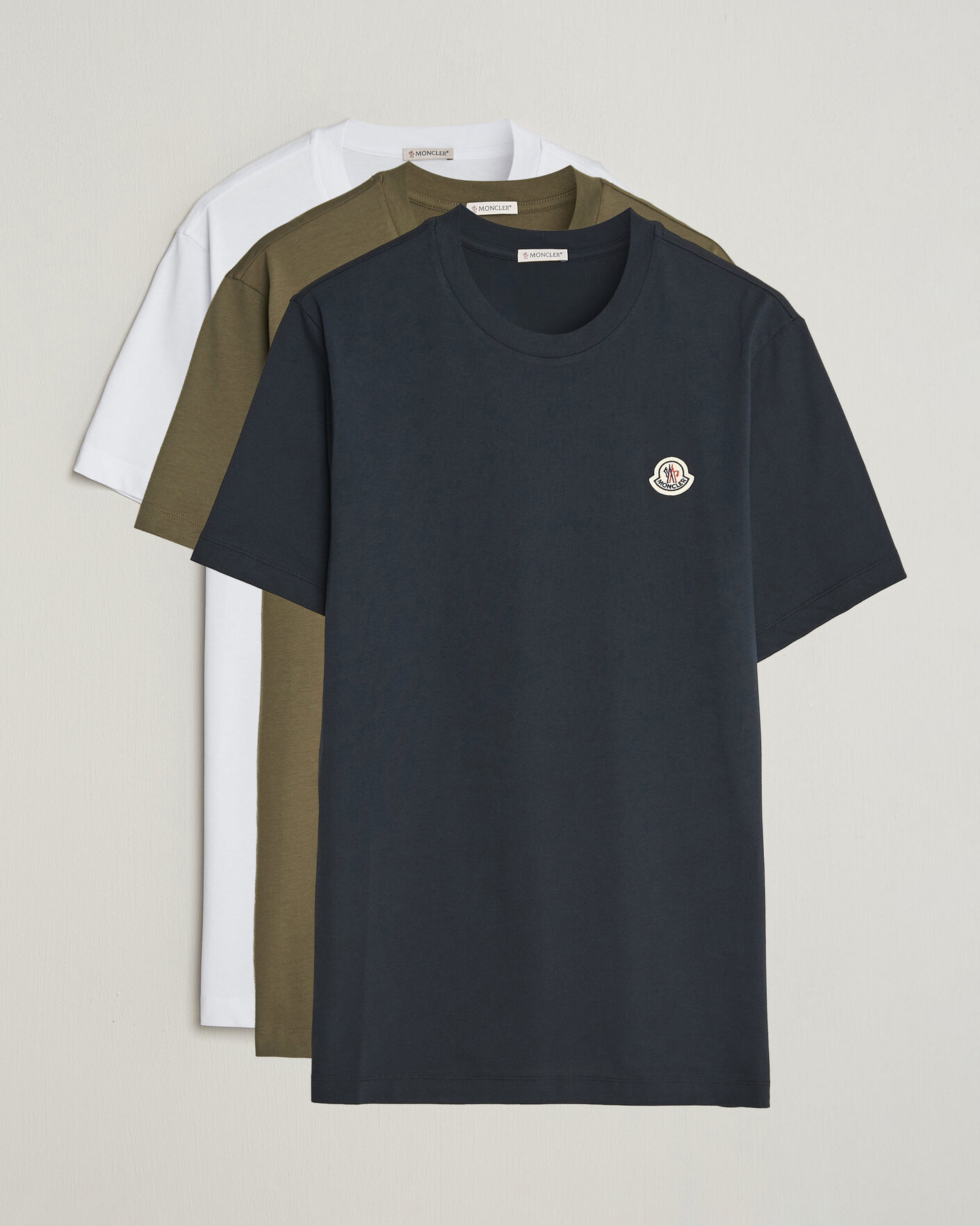 Homme | T-shirts | Moncler | 3-Pack Logo T-Shirts Blue/Military/White