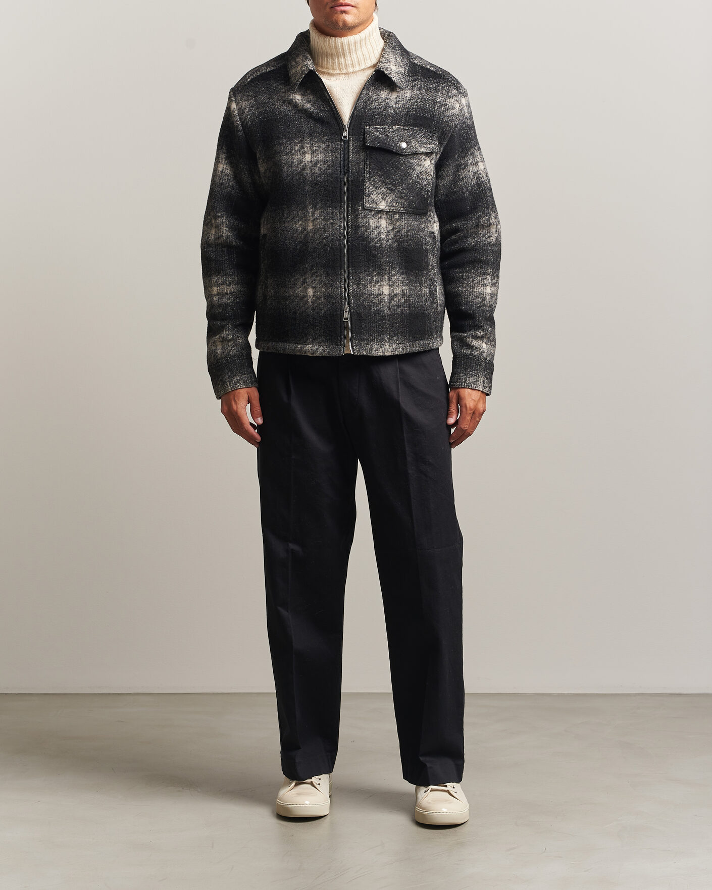 Homme | Chemises | Moncler | Flannel Overshirt Grey Check