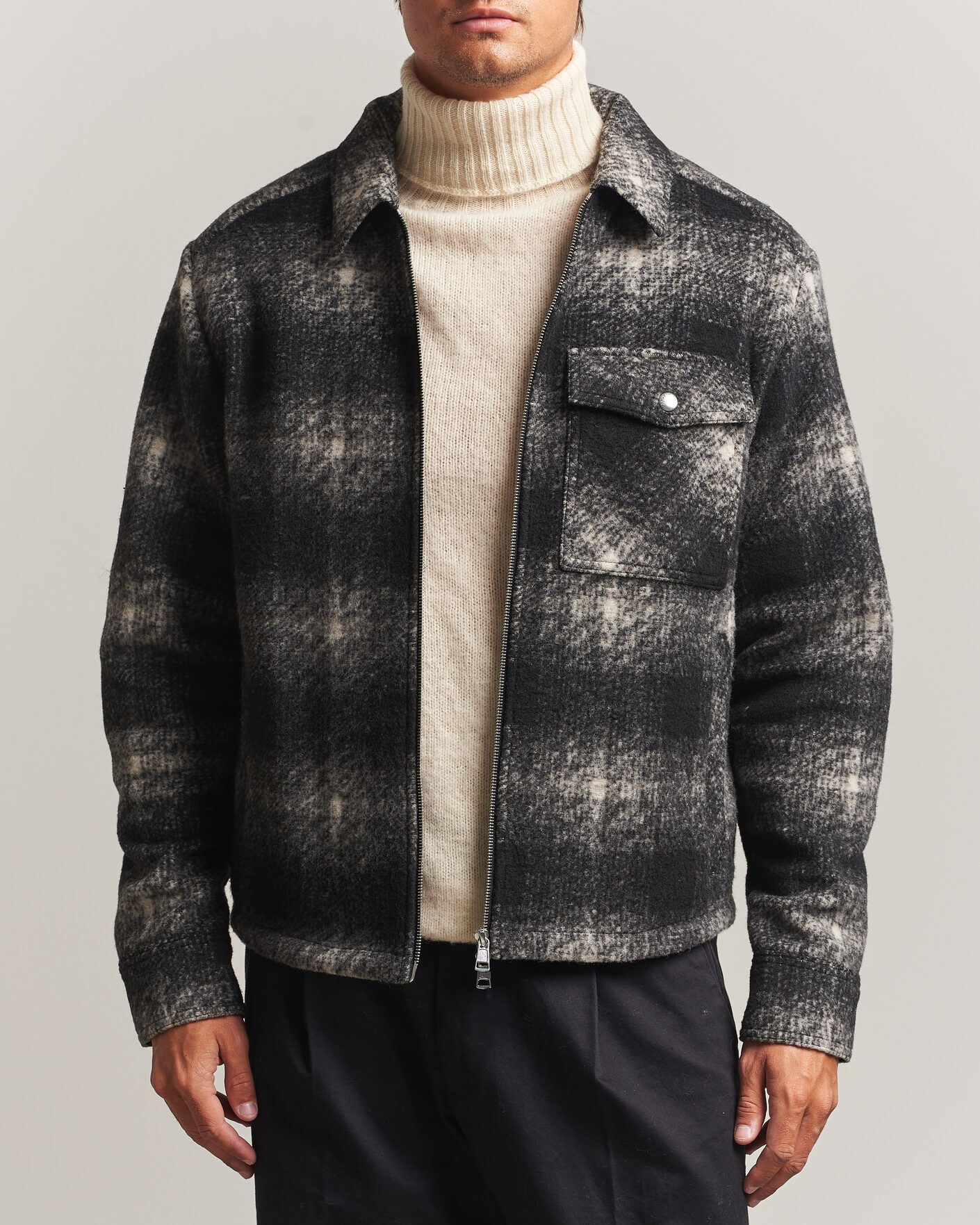 Homme | Chemises | Moncler | Flannel Overshirt Grey Check