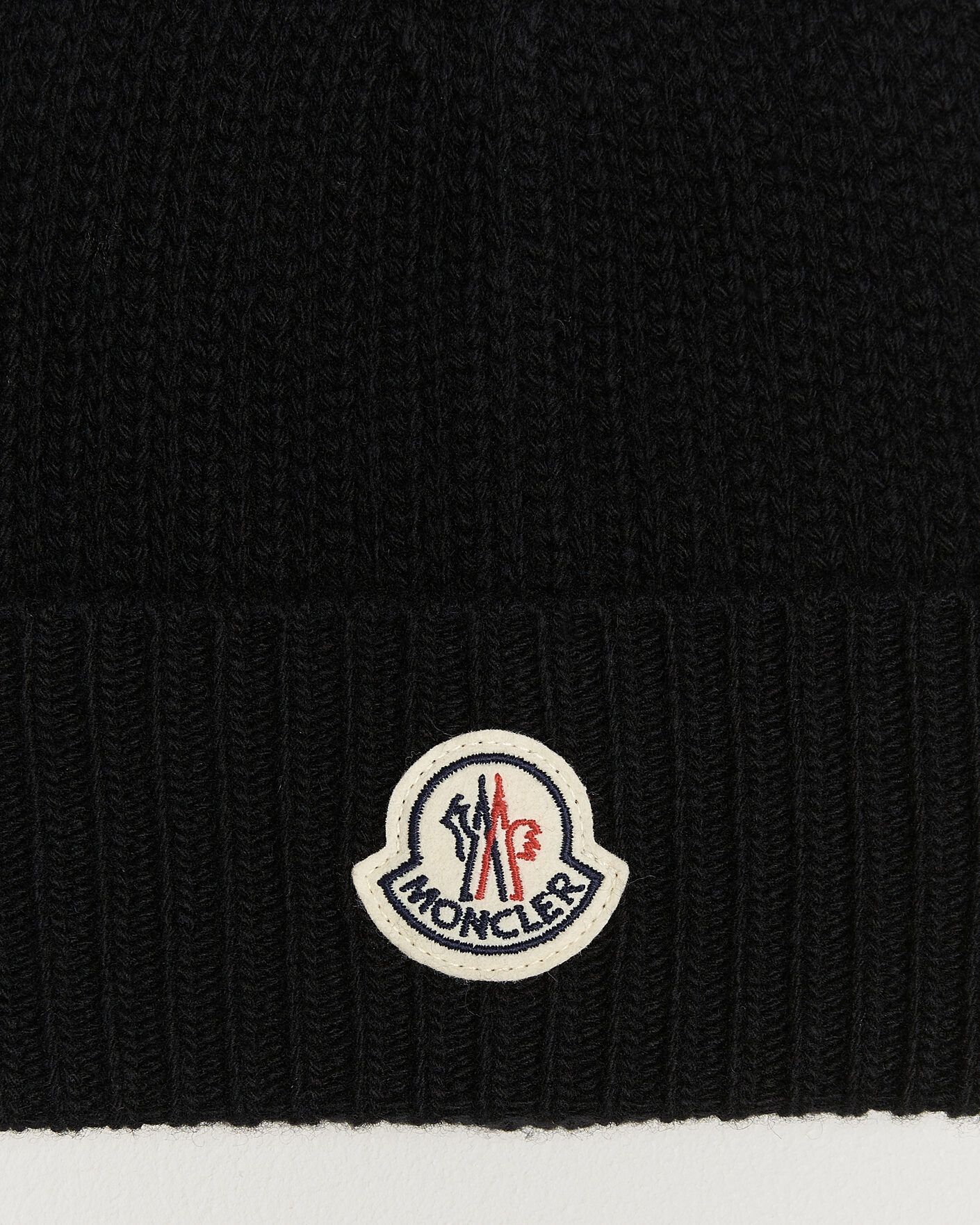 Homme | Bonnets | Moncler | Rib Wool Beanie Black