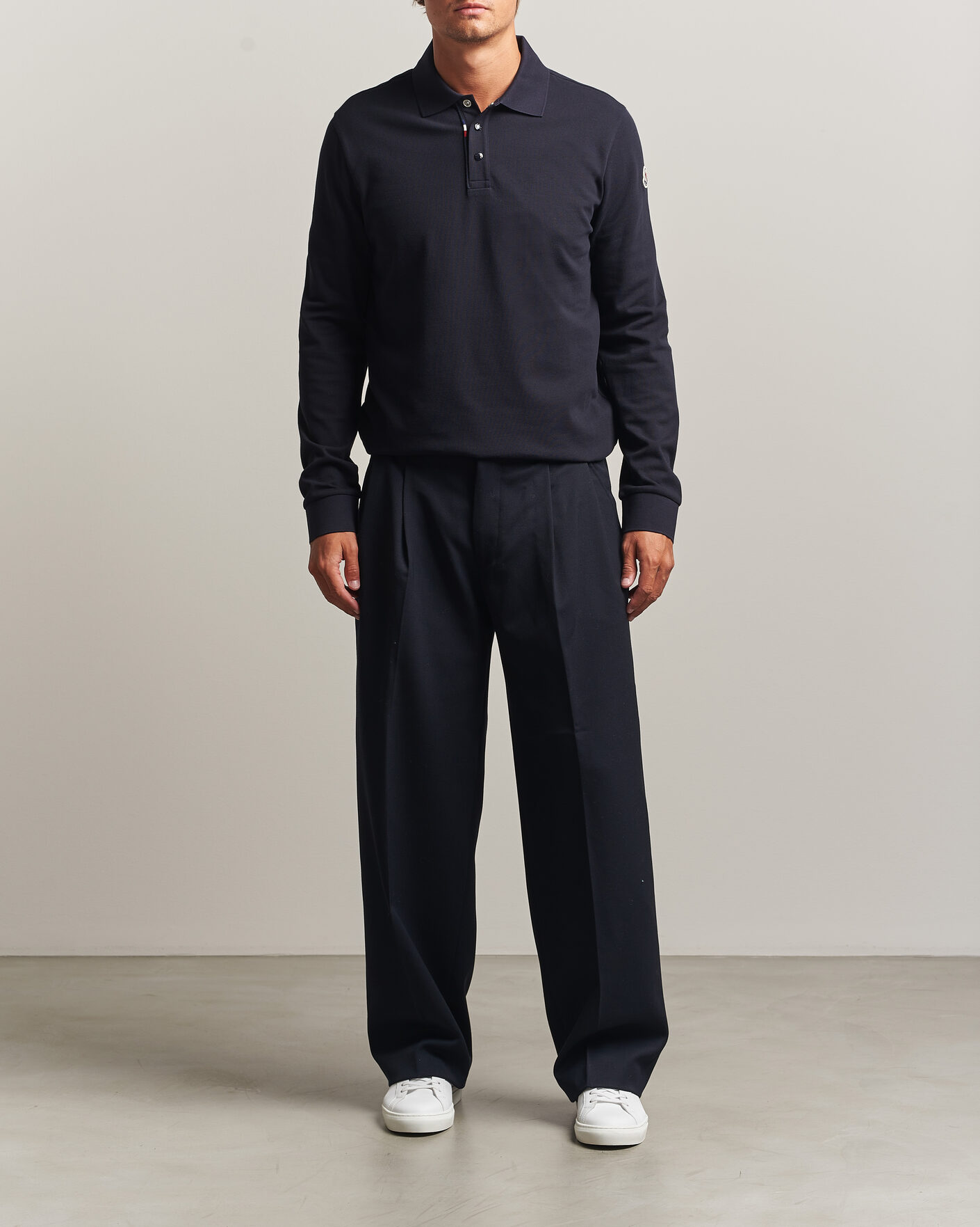 Homme | Polos | Moncler | Long Sleeve Polo Navy