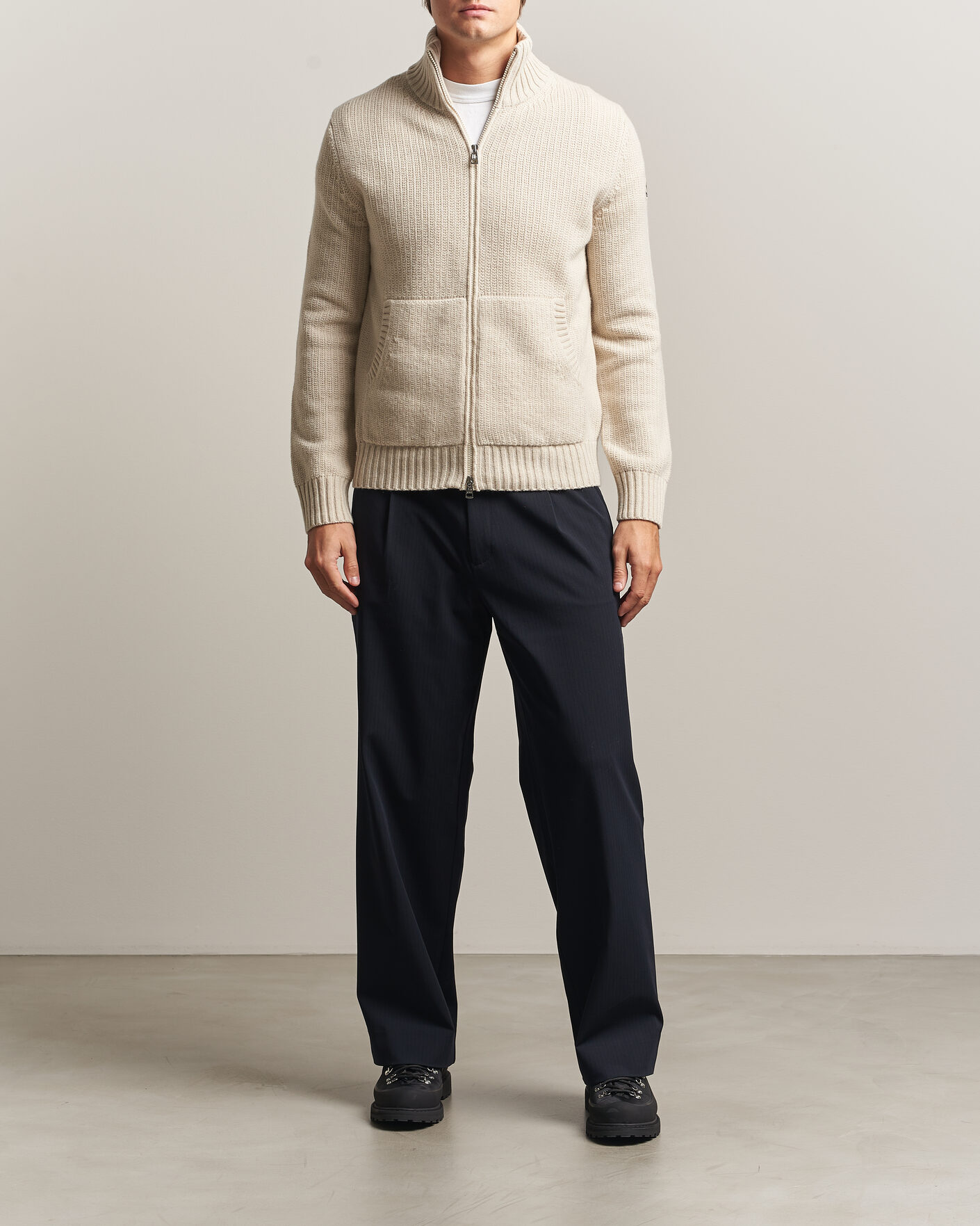 Homme | Pulls Et Tricots | Moncler | Full Zip Cardigan Light Beige