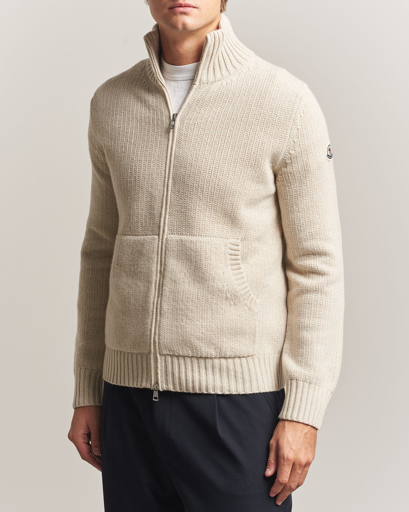 Homme | Pulls Et Tricots | Moncler | Full Zip Cardigan Light Beige