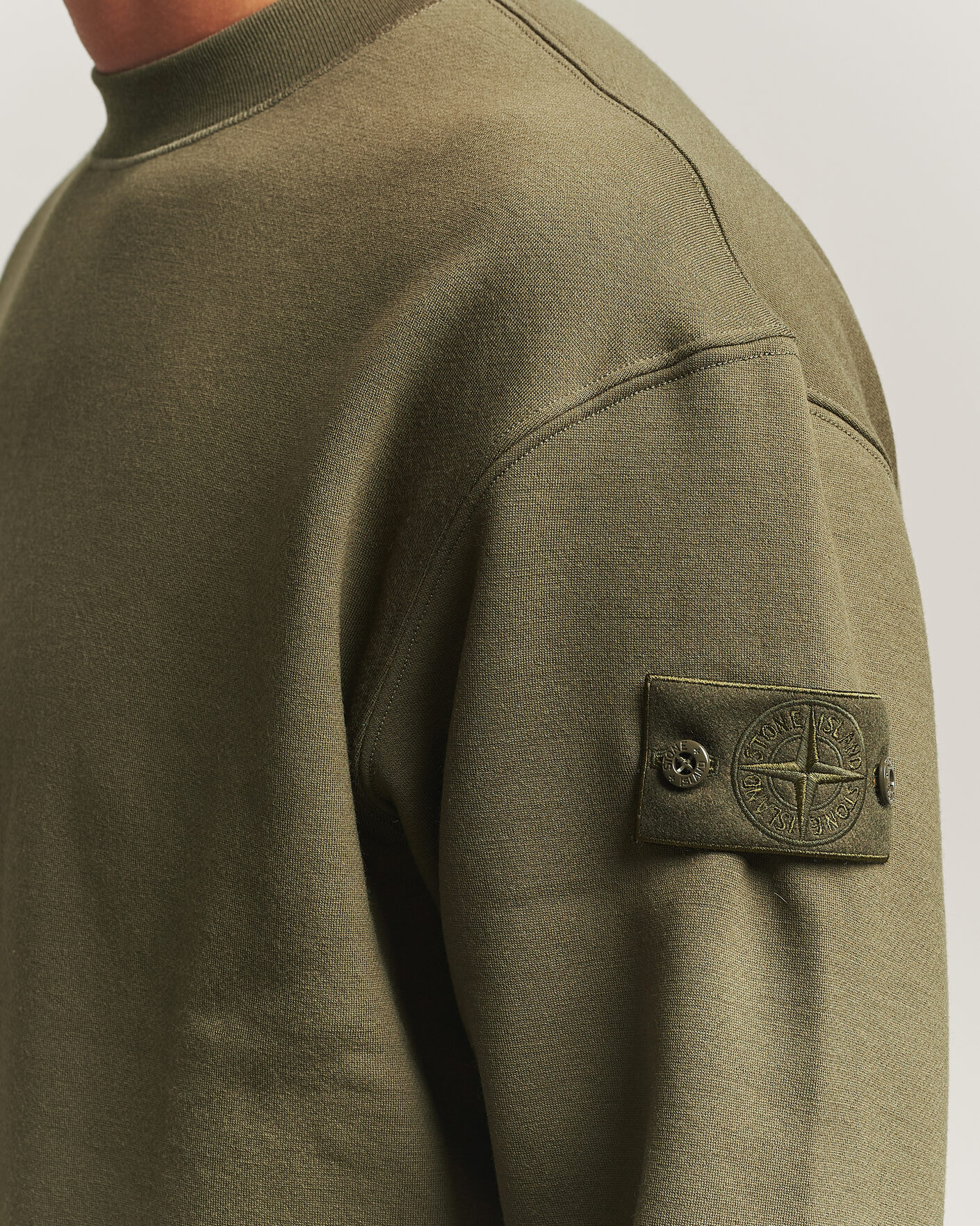 Homme | Pulls Et Tricots | Stone Island | Ghost Cotton/Wool Fleece Sweatshirt Miltary Green