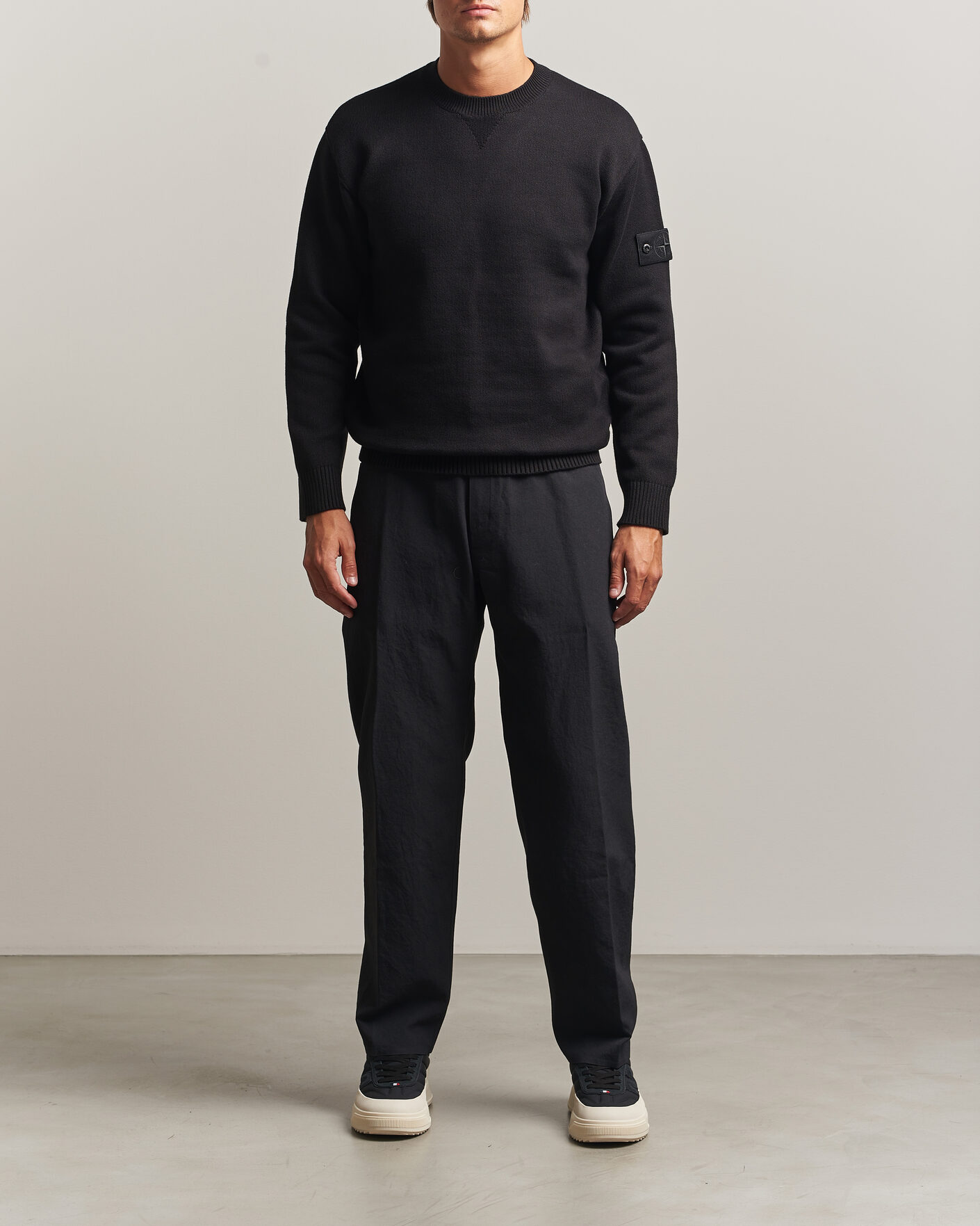 Homme | Pulls Et Tricots | Stone Island | Ghost Plush Stitch Winter Cotton Sweat Black