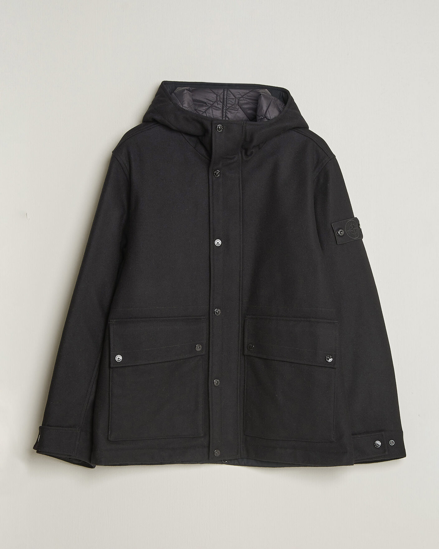 Homme | Manteaux Et Vestes | Stone Island | Ghost Wool/Nylon Flannel Short Parka Black