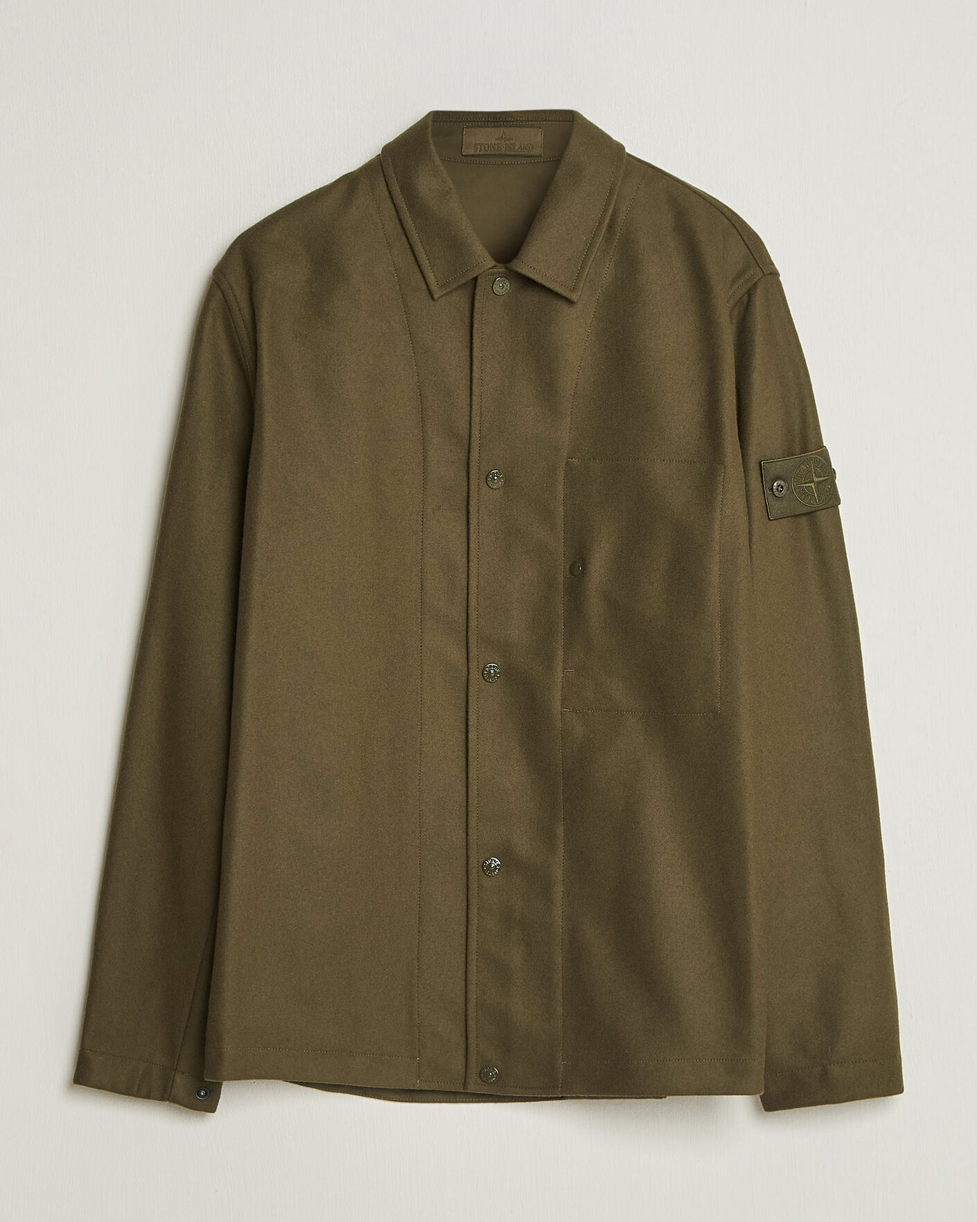 Homme | Chemises | Stone Island | Ghost Wool/Nylon Flannel Overshirt Miltary Green
