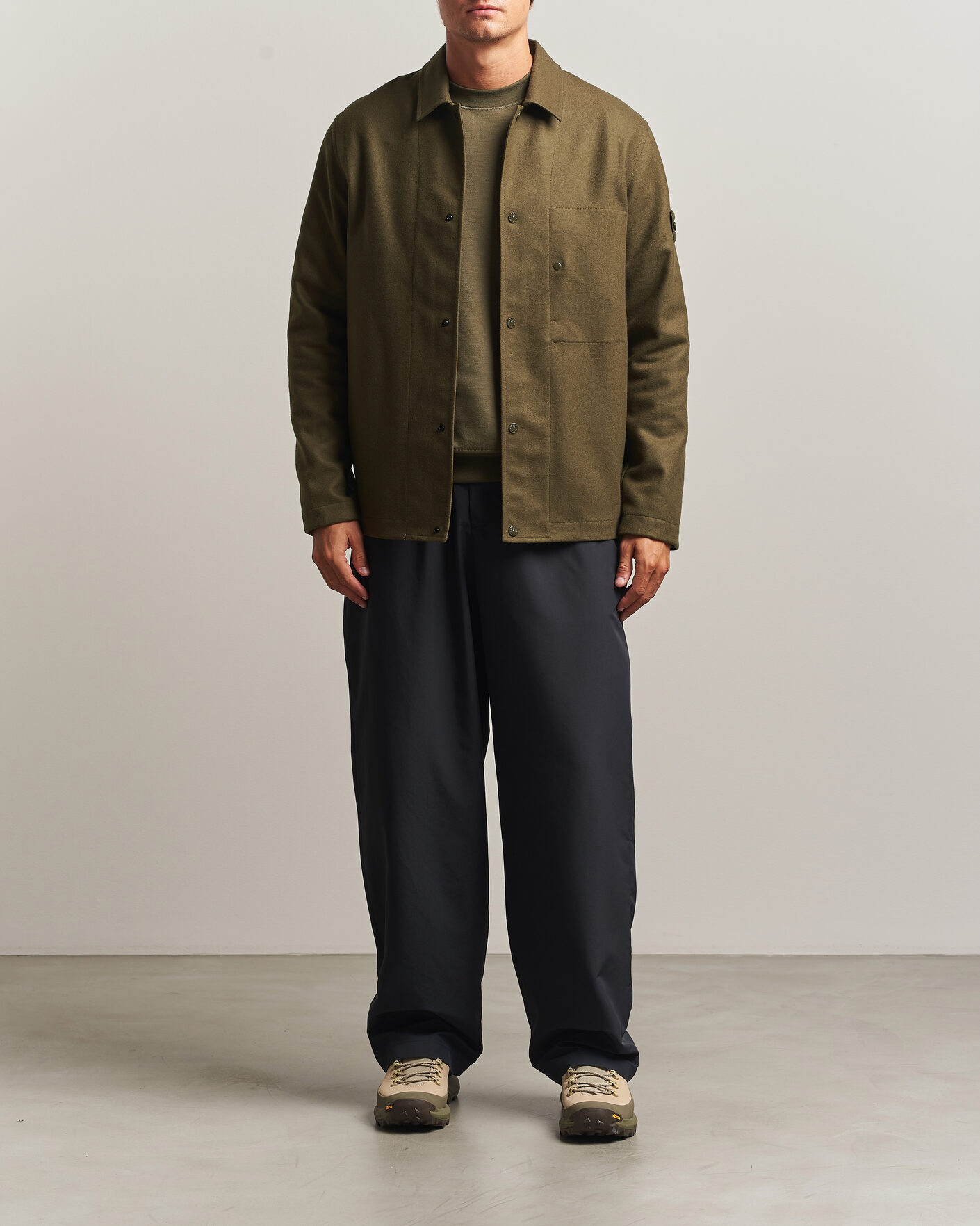 Homme | Chemises | Stone Island | Ghost Wool/Nylon Flannel Overshirt Miltary Green