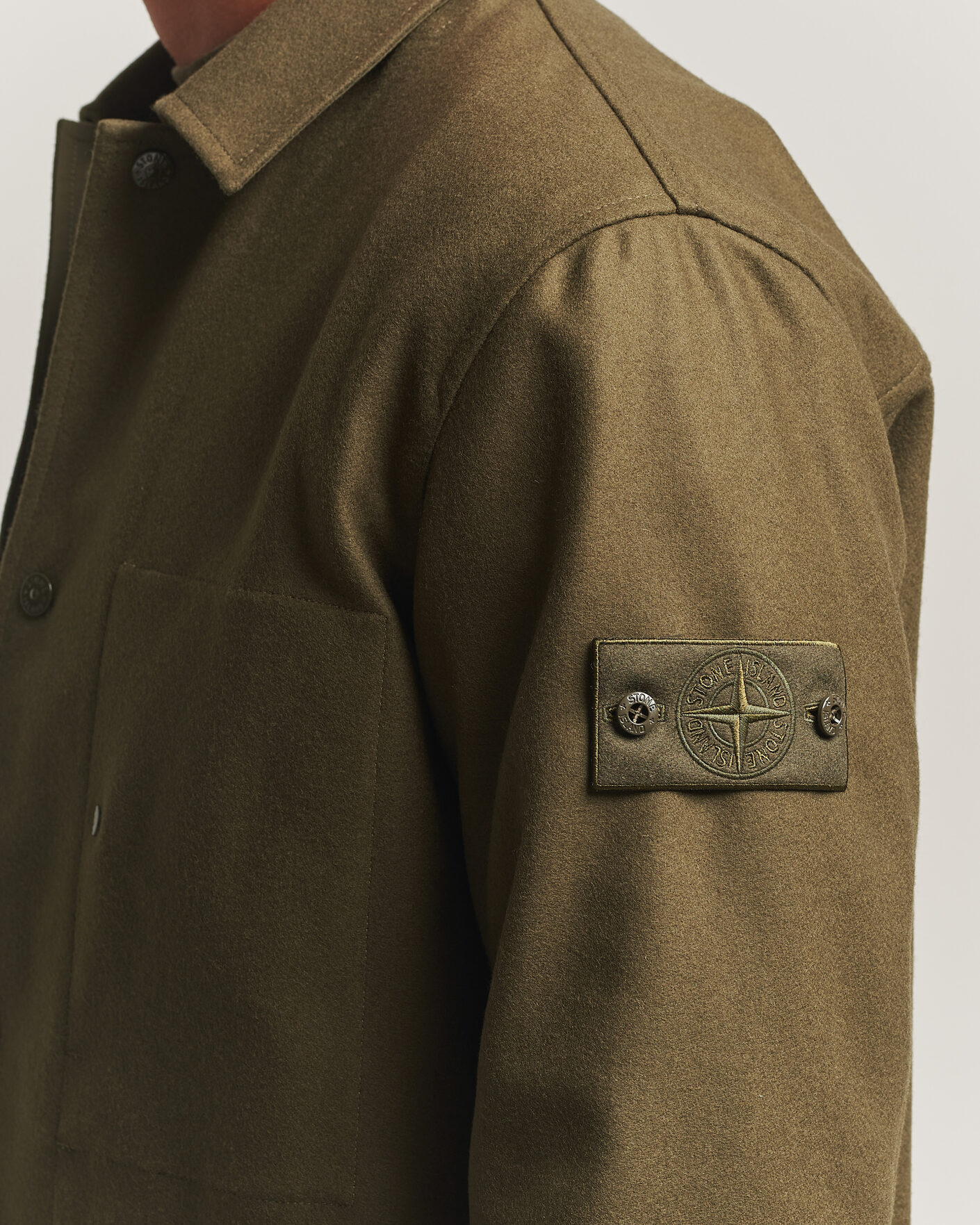 Homme | Chemises | Stone Island | Ghost Wool/Nylon Flannel Overshirt Miltary Green