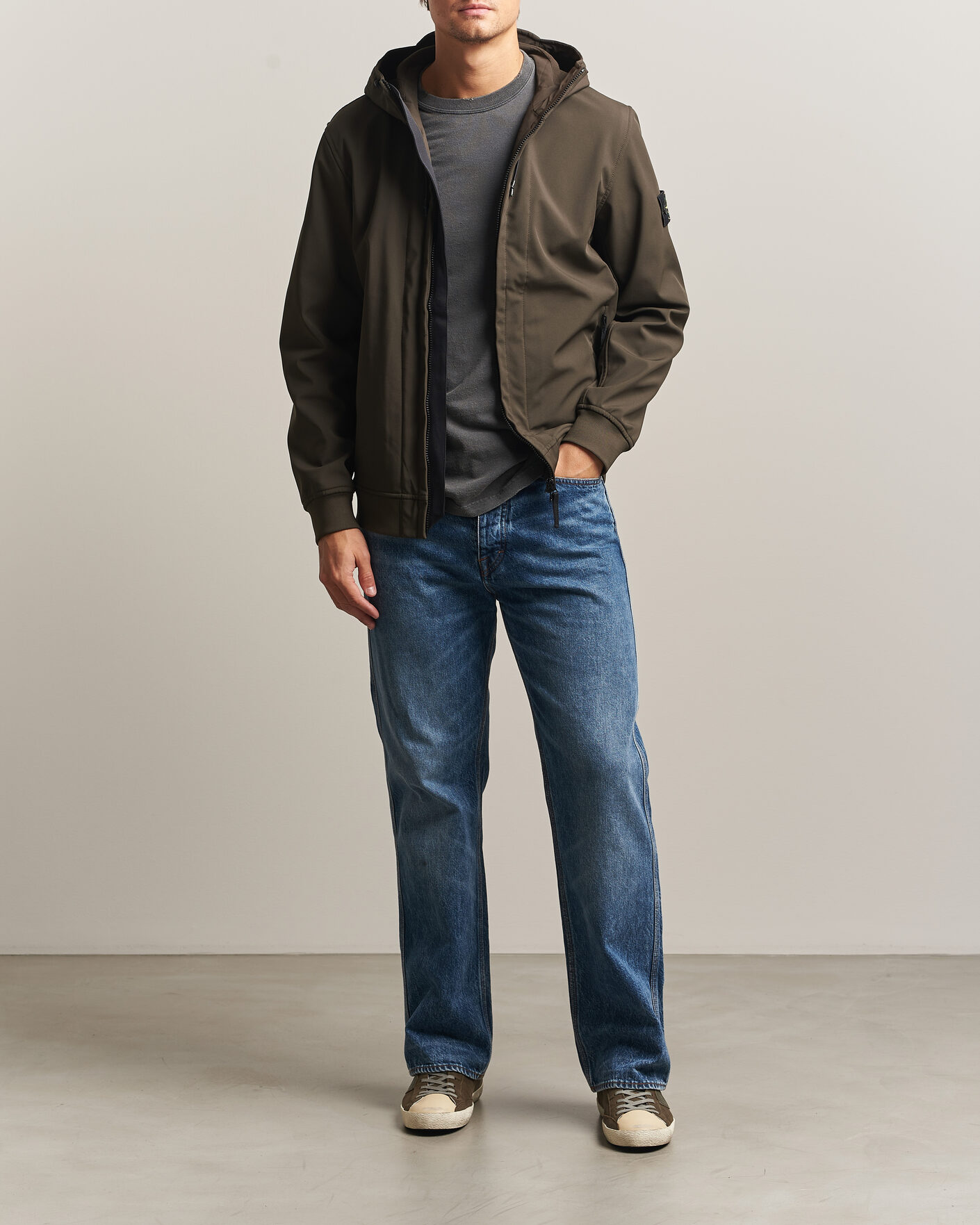 Homme | Manteaux Et Vestes | Stone Island | Short Hooded Soft Shell Jacket Coal Grey
