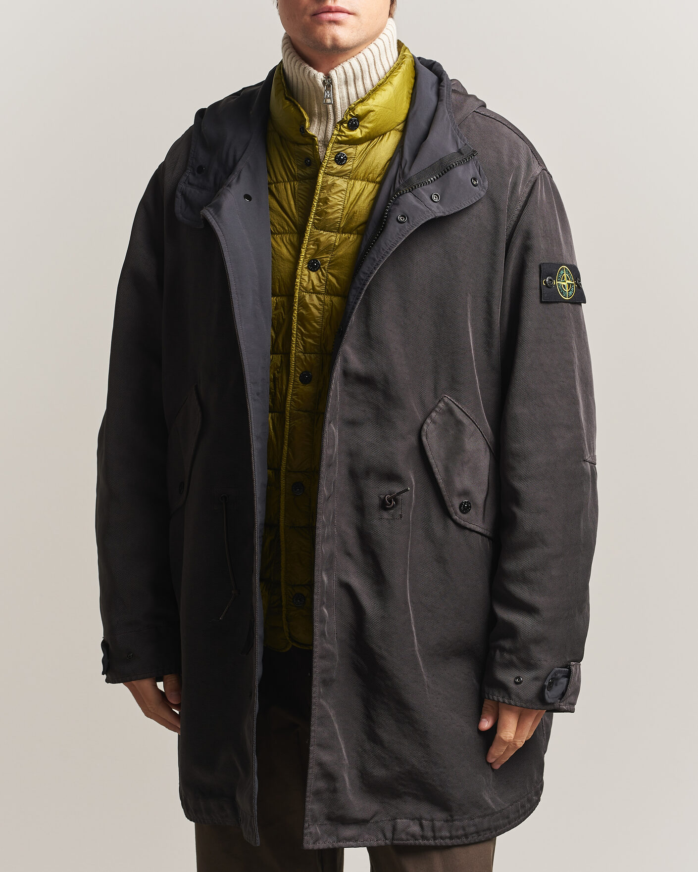 Homme | Manteaux Et Vestes | Stone Island | Dense Oxford Nylon TC Fishtail Parka Lead Grey