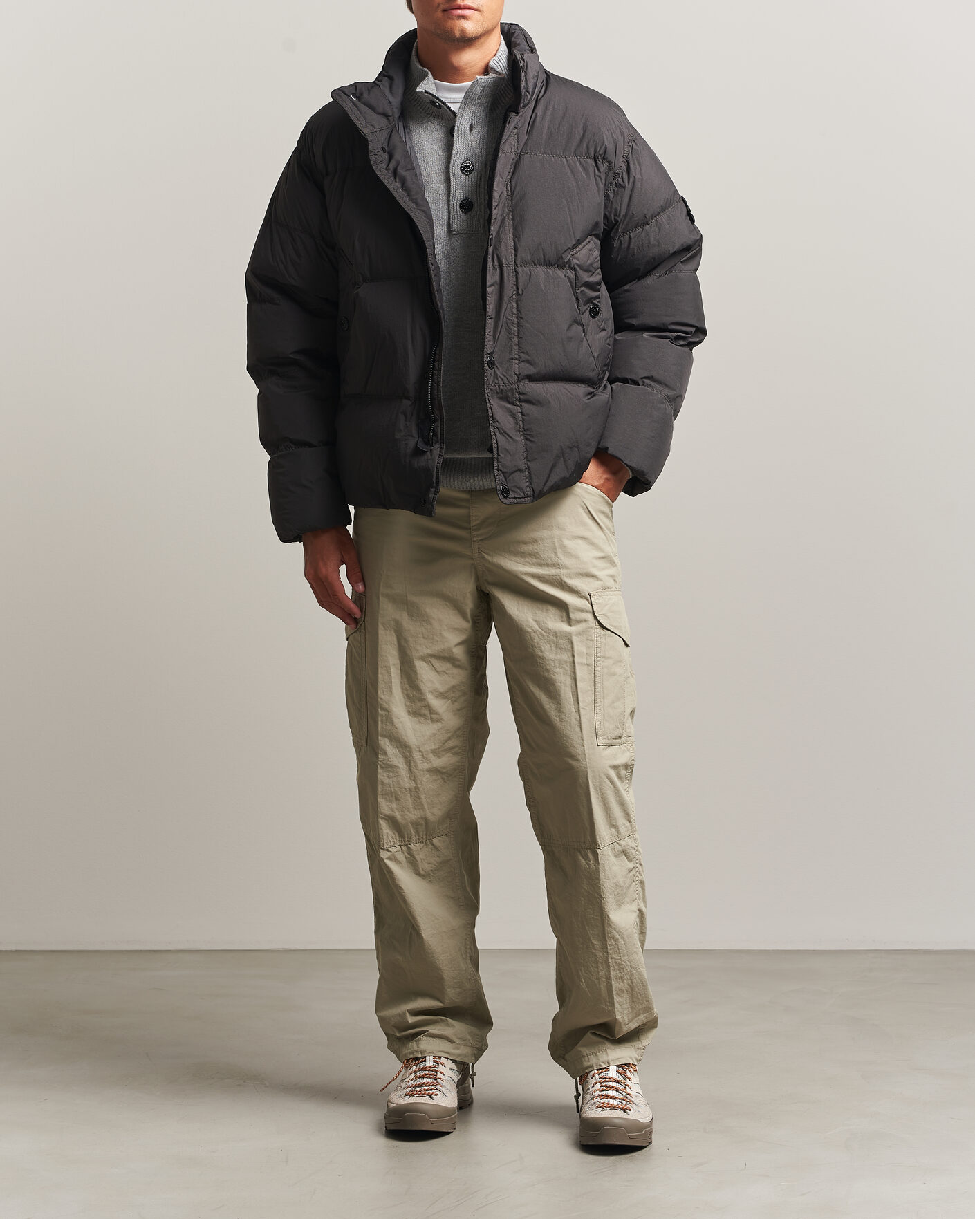 Homme | Manteaux Et Vestes | Stone Island | Crinkle Reps Padded Down Jacket Lead Grey