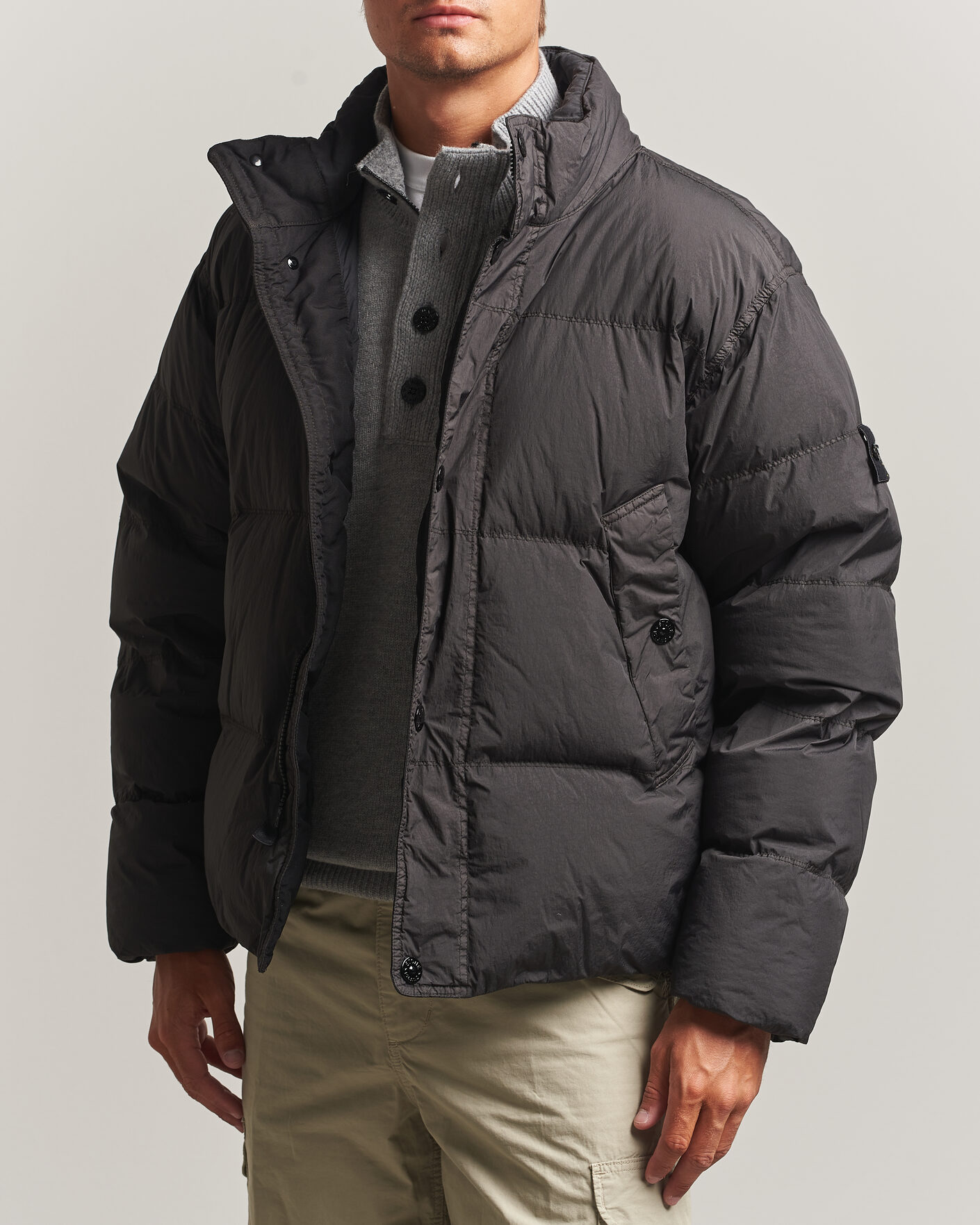 Homme | Manteaux Et Vestes | Stone Island | Crinkle Reps Padded Down Jacket Lead Grey